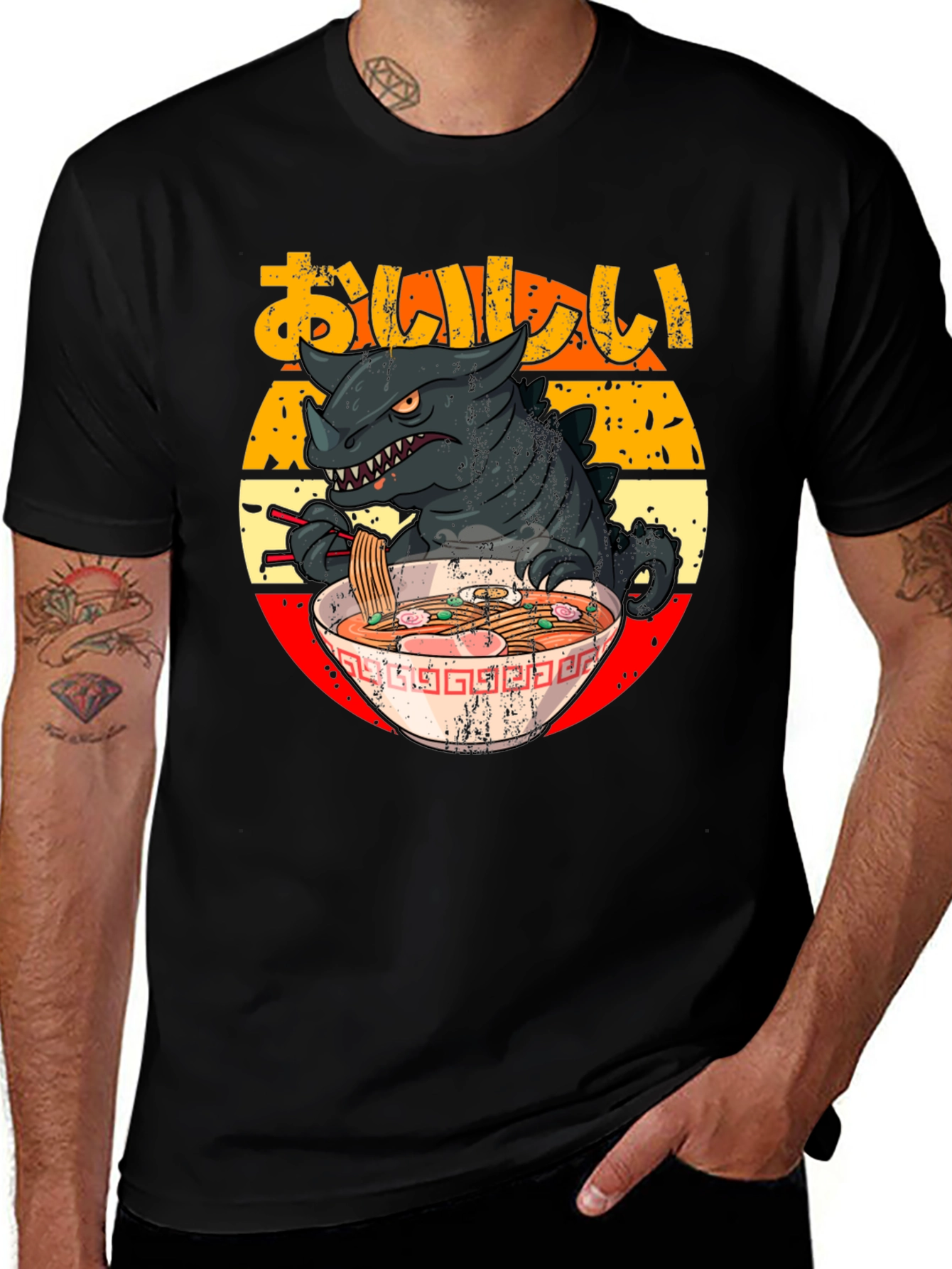 Kaiju Ramen T-Shirt - Godzilla Eating Noodles