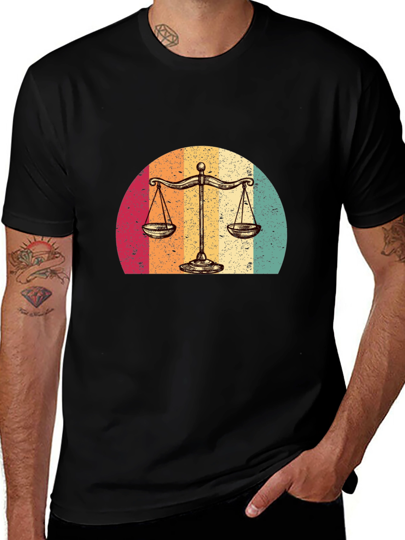 Retro Justice Scales Graphic T-Shirt