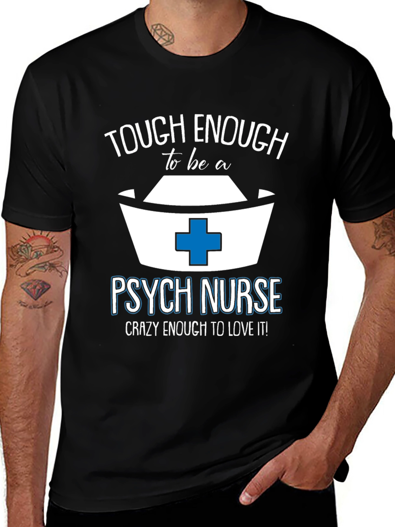 Black Tough Enough Psych Nurse Tee main image