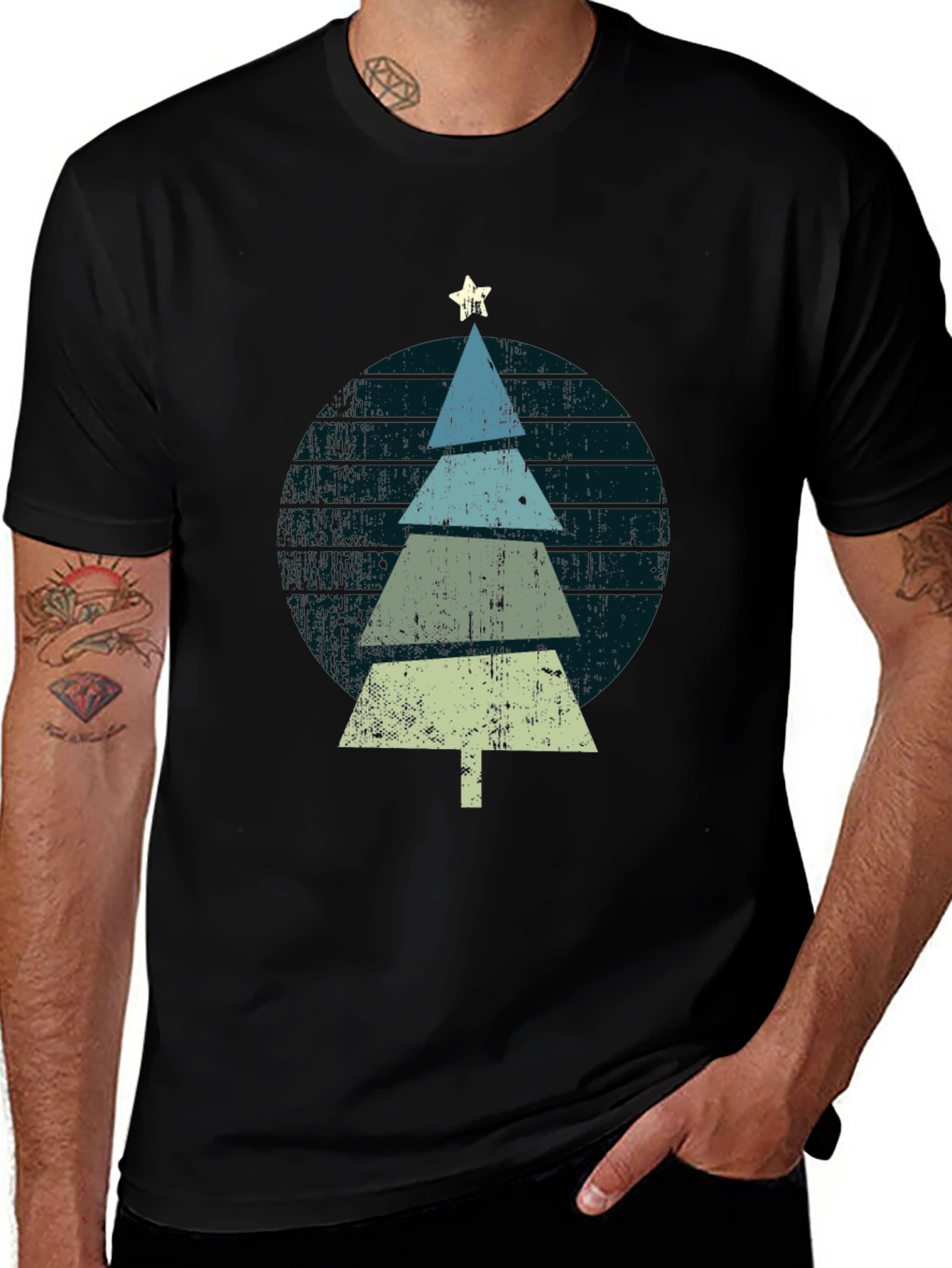 Retro Christmas Tree Graphic T-Shirt