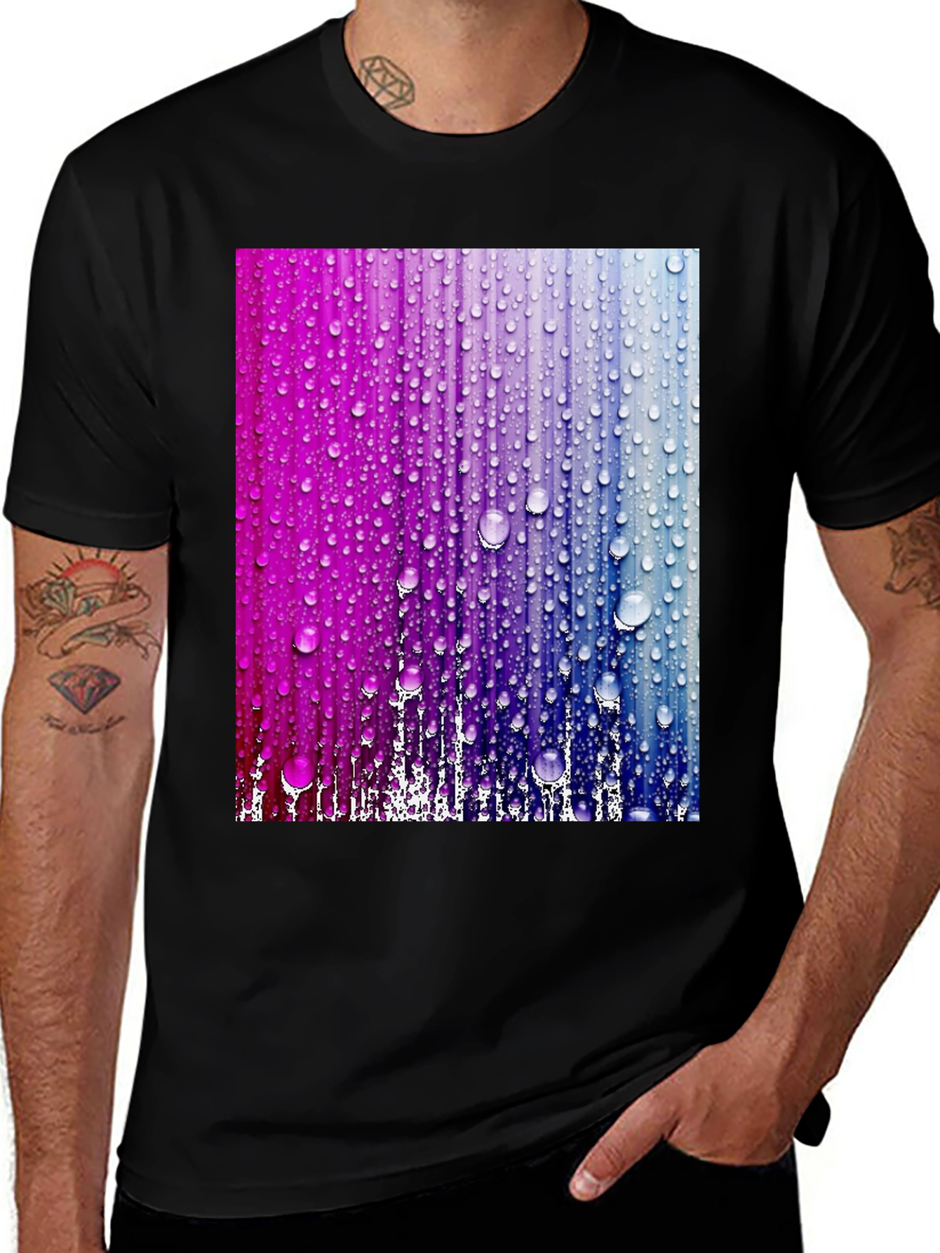Variant 27 of Abstract Raindrop T-Shirt - Vivid Gradient Design