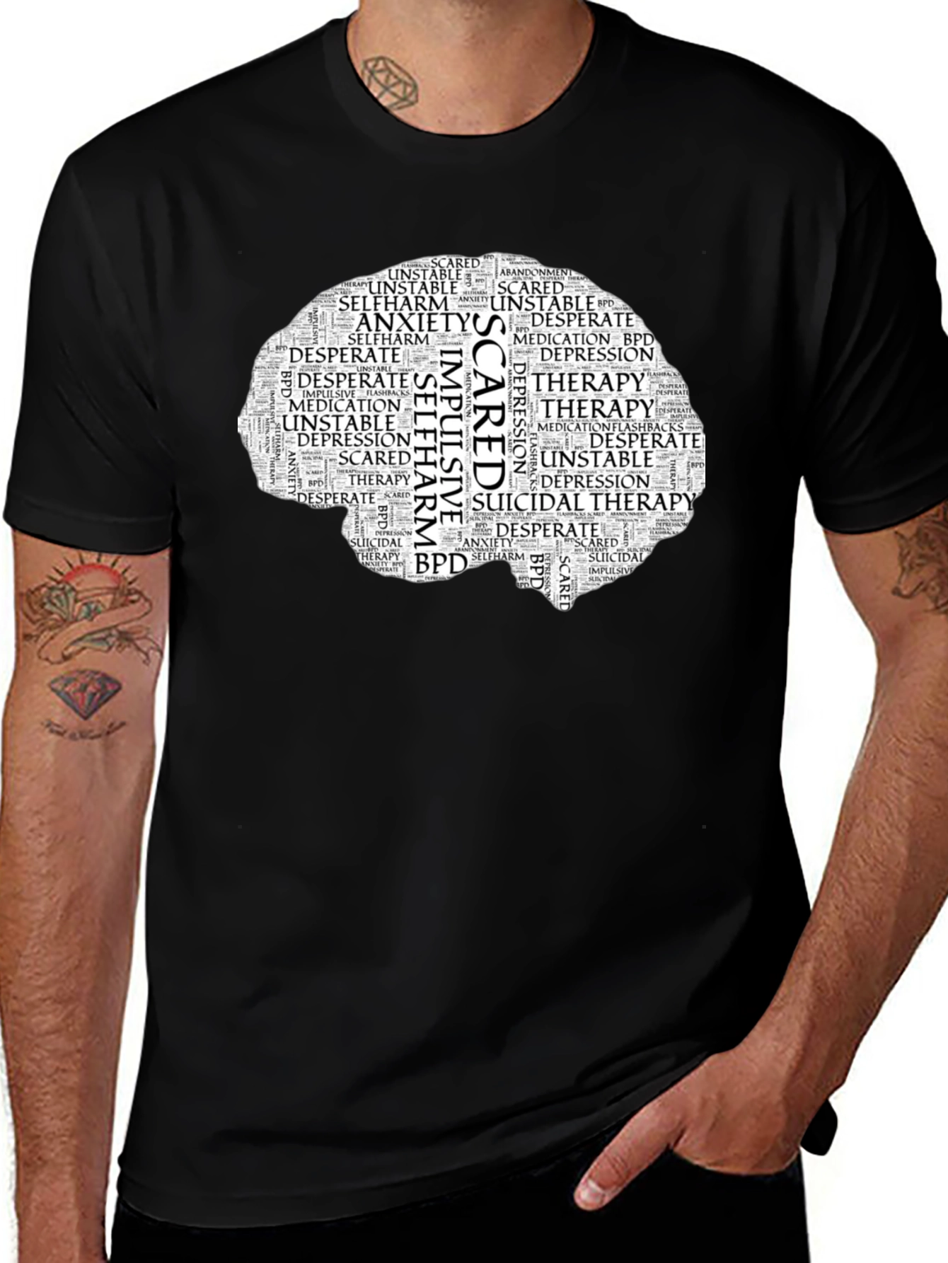 Variant 12 of Mental Health Brain Word Art T-Shirt