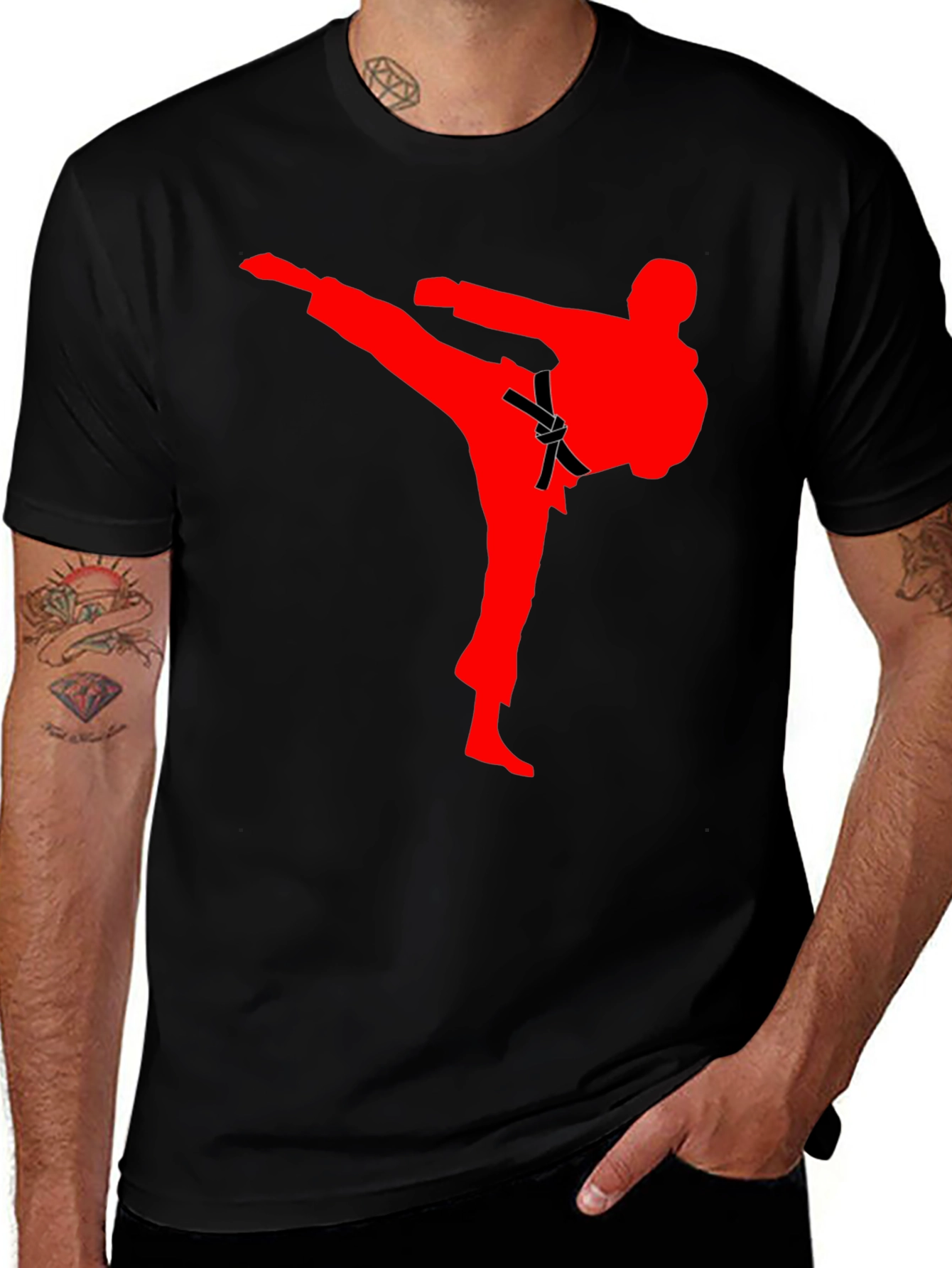 Variant 13 of Karate Kick Graphic Tee - Black