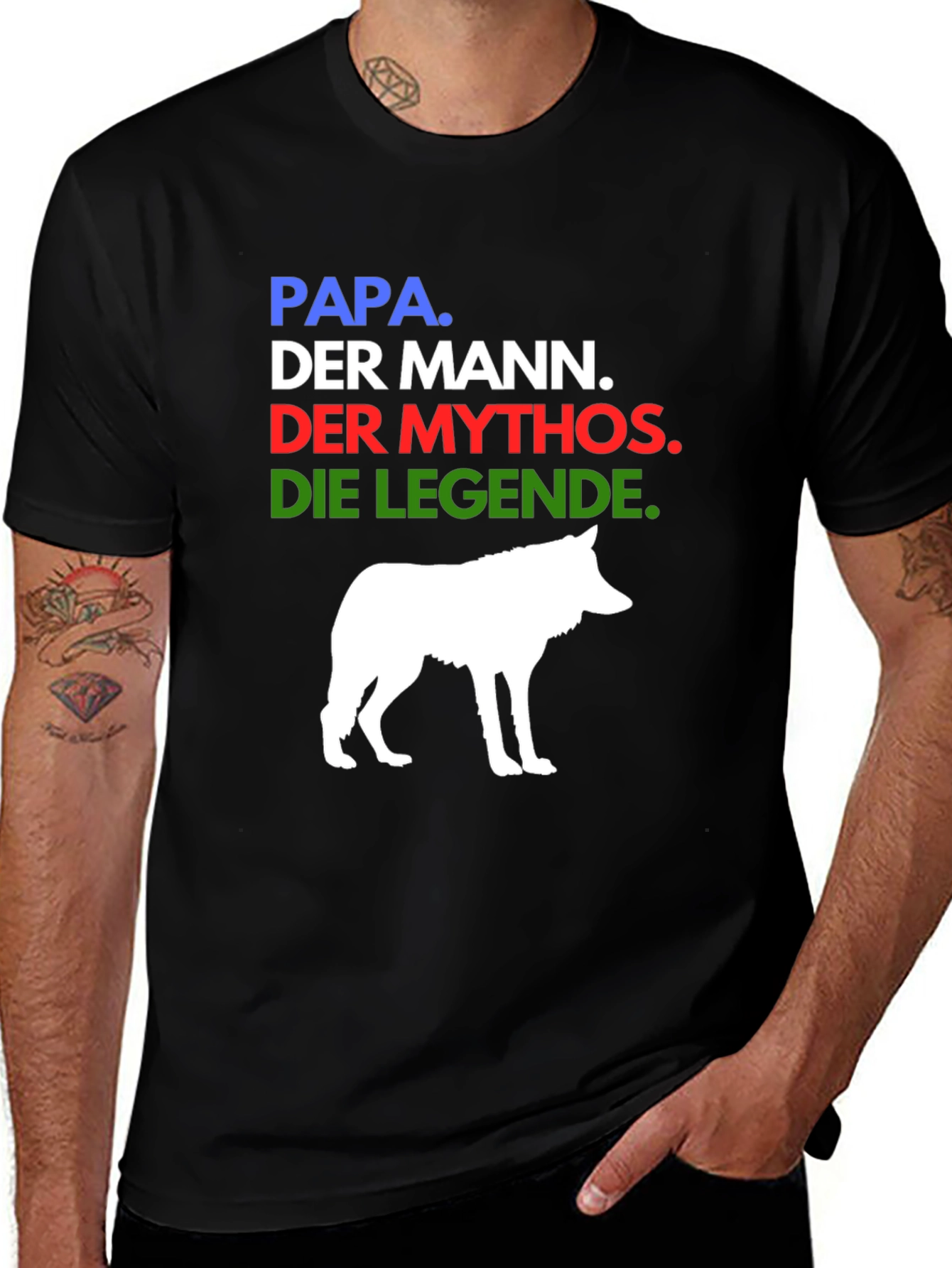 Variant 10 of Papa Myth Legend Wolf T-Shirt - German Dad Gift