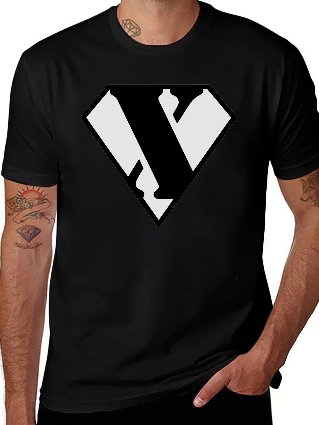 Variant 29 of Super Symbol Black Graphic Tee - Cotton Blend