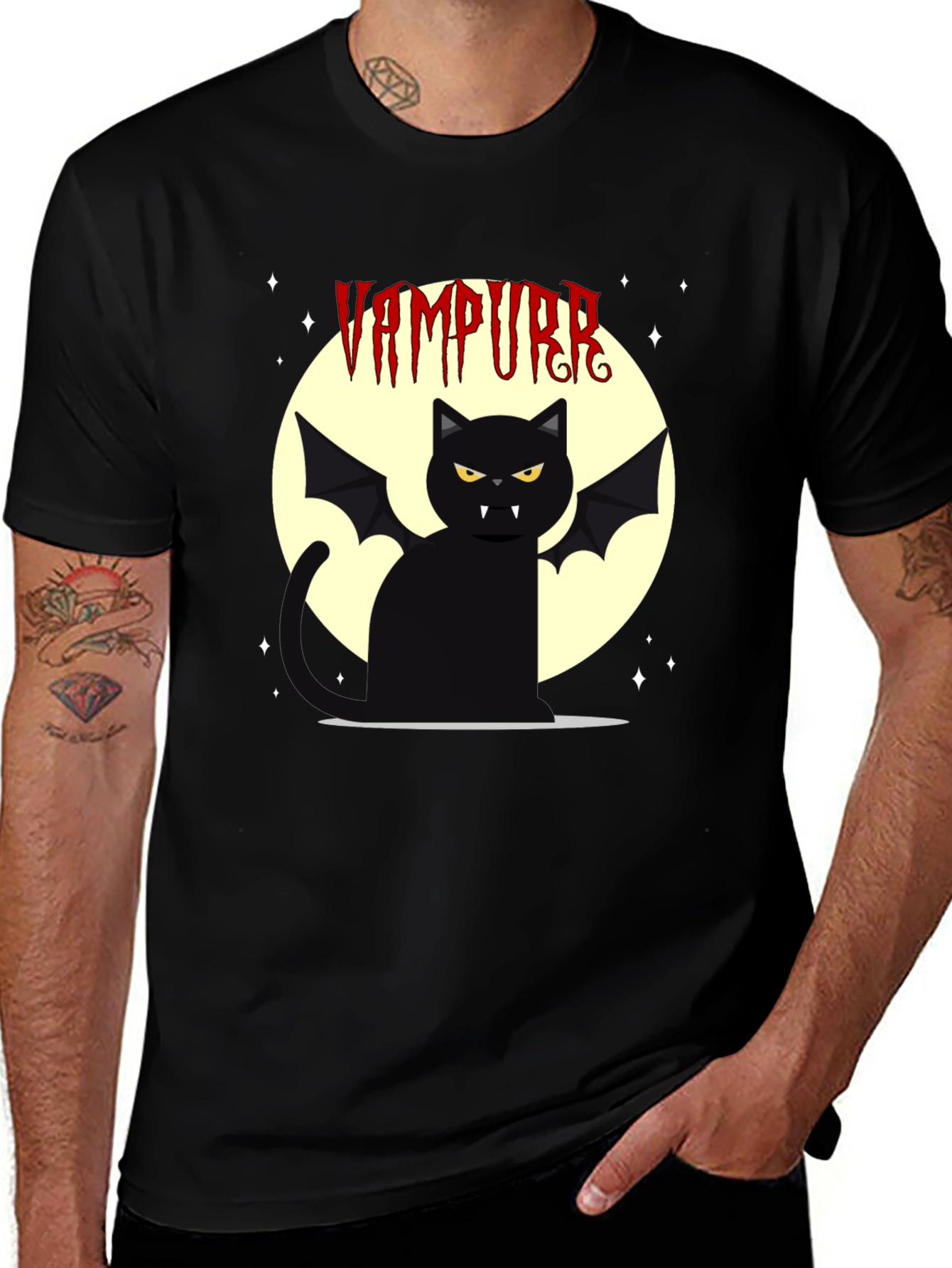 Vampurr Black Cat T-Shirt - Halloween Graphic Tee