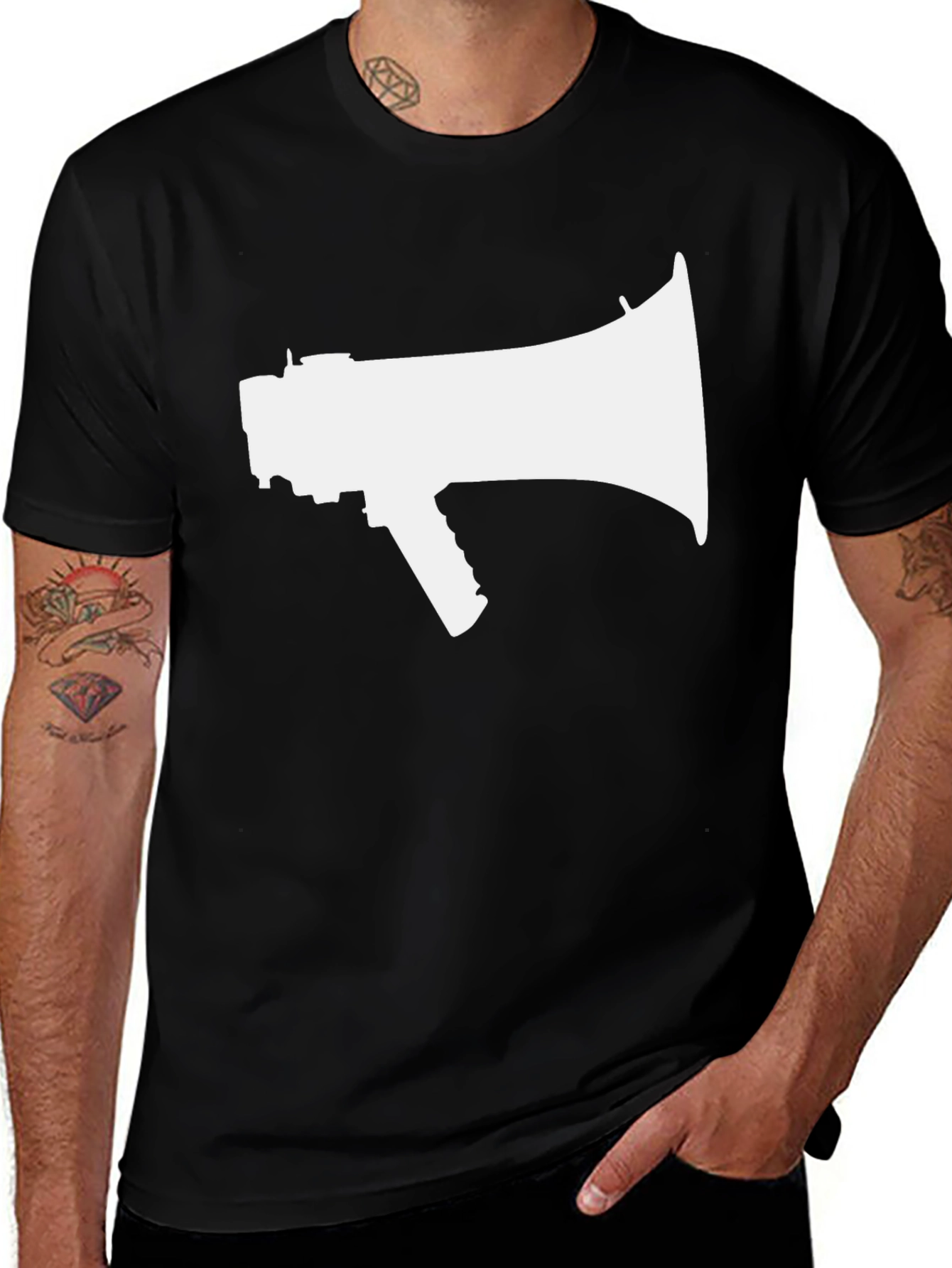Variant 6 of Megaphone Graphic Tee - Black Cotton T-Shirt