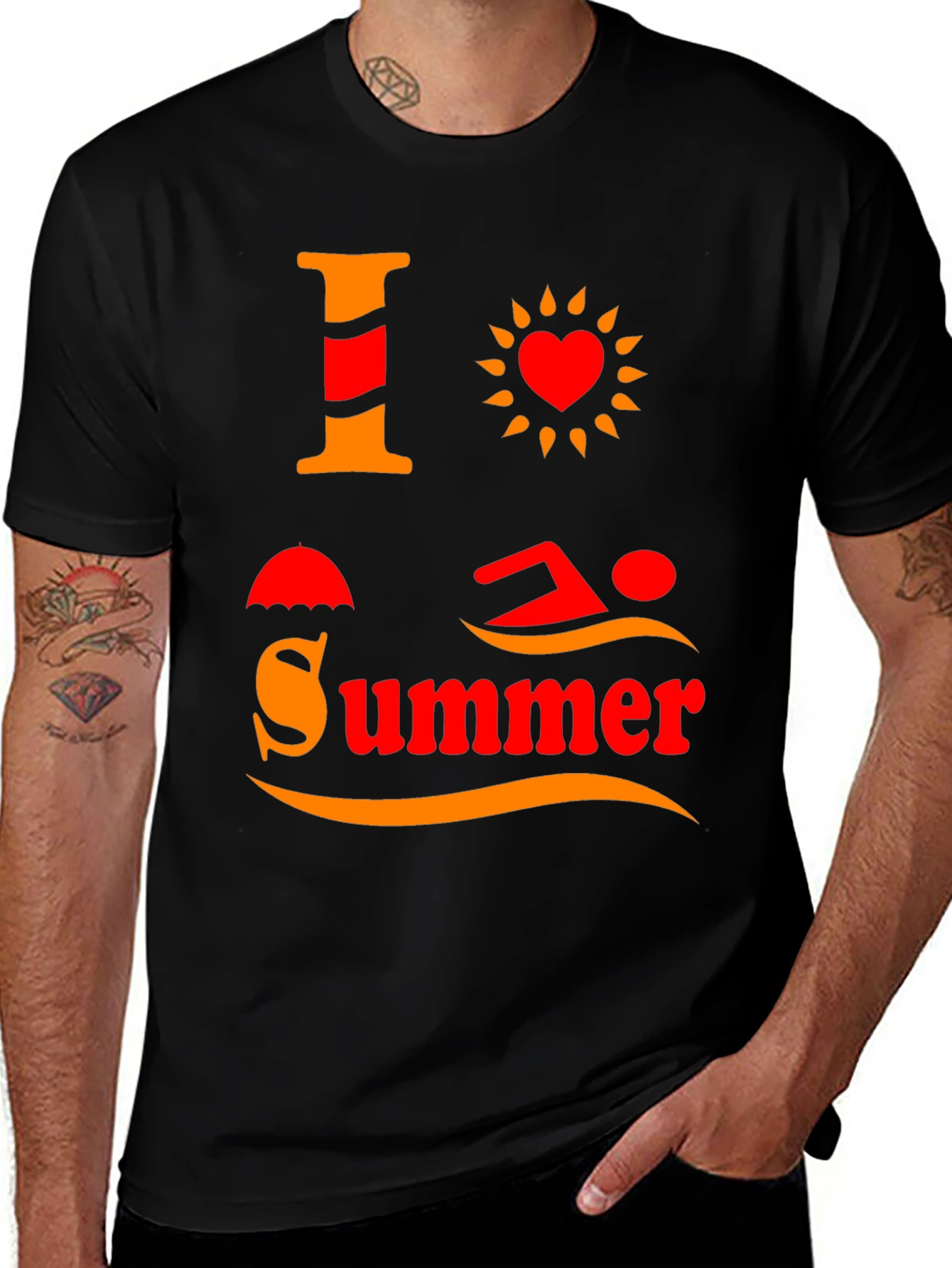 Variant 30 of I Love Summer T-Shirt Black Graphic Tee