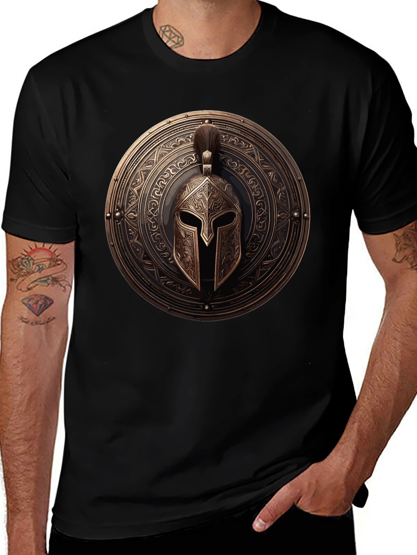 Variant 24 of Spartan Shield Graphic Tee - Warrior Style