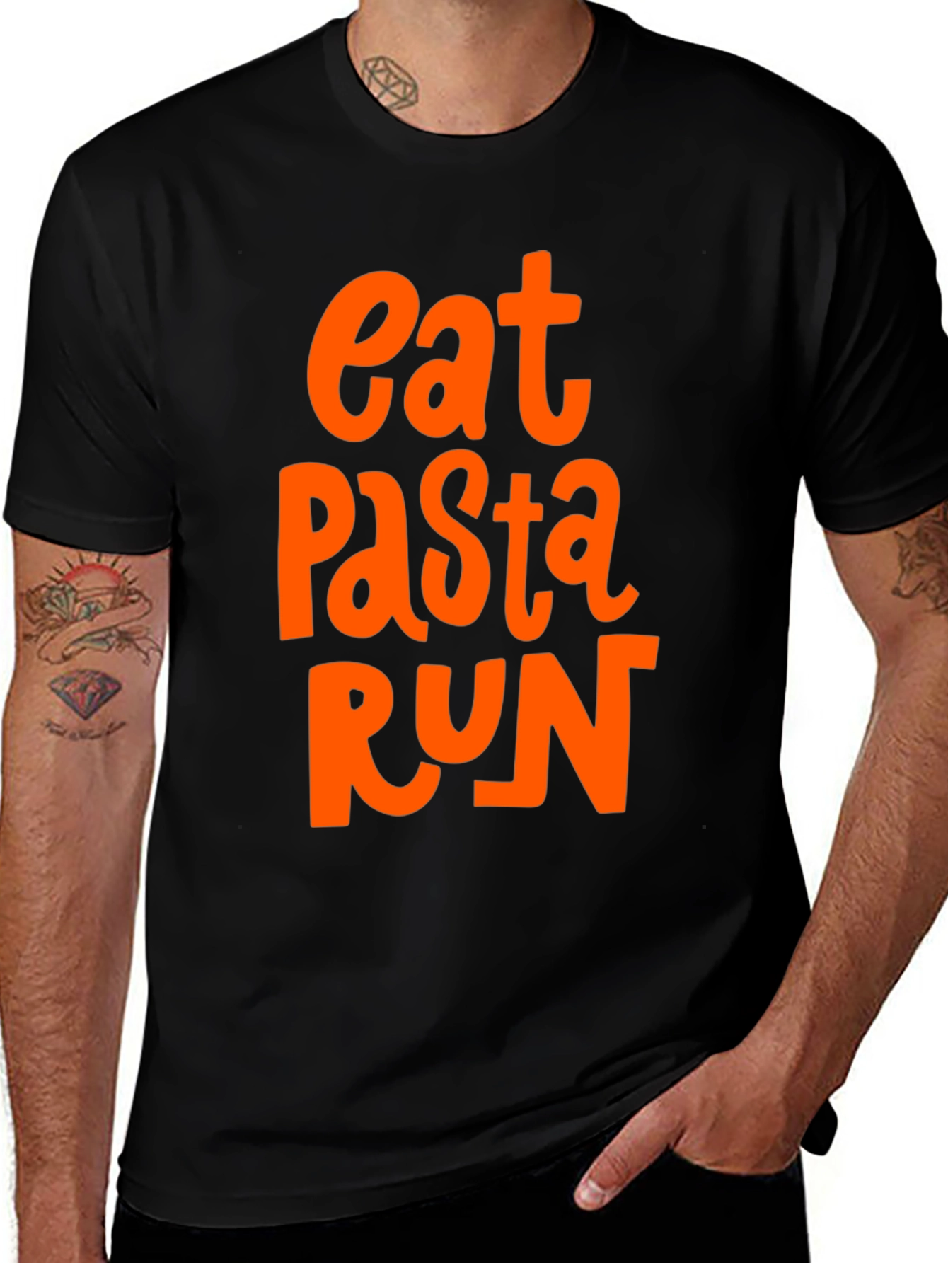 Eat Pasta Run T-Shirt - Black Graphic Tee