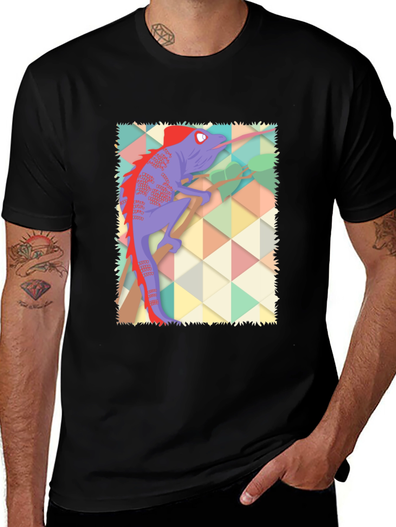 Variant 14 of Cartoon Chameleon Graphic T-Shirt