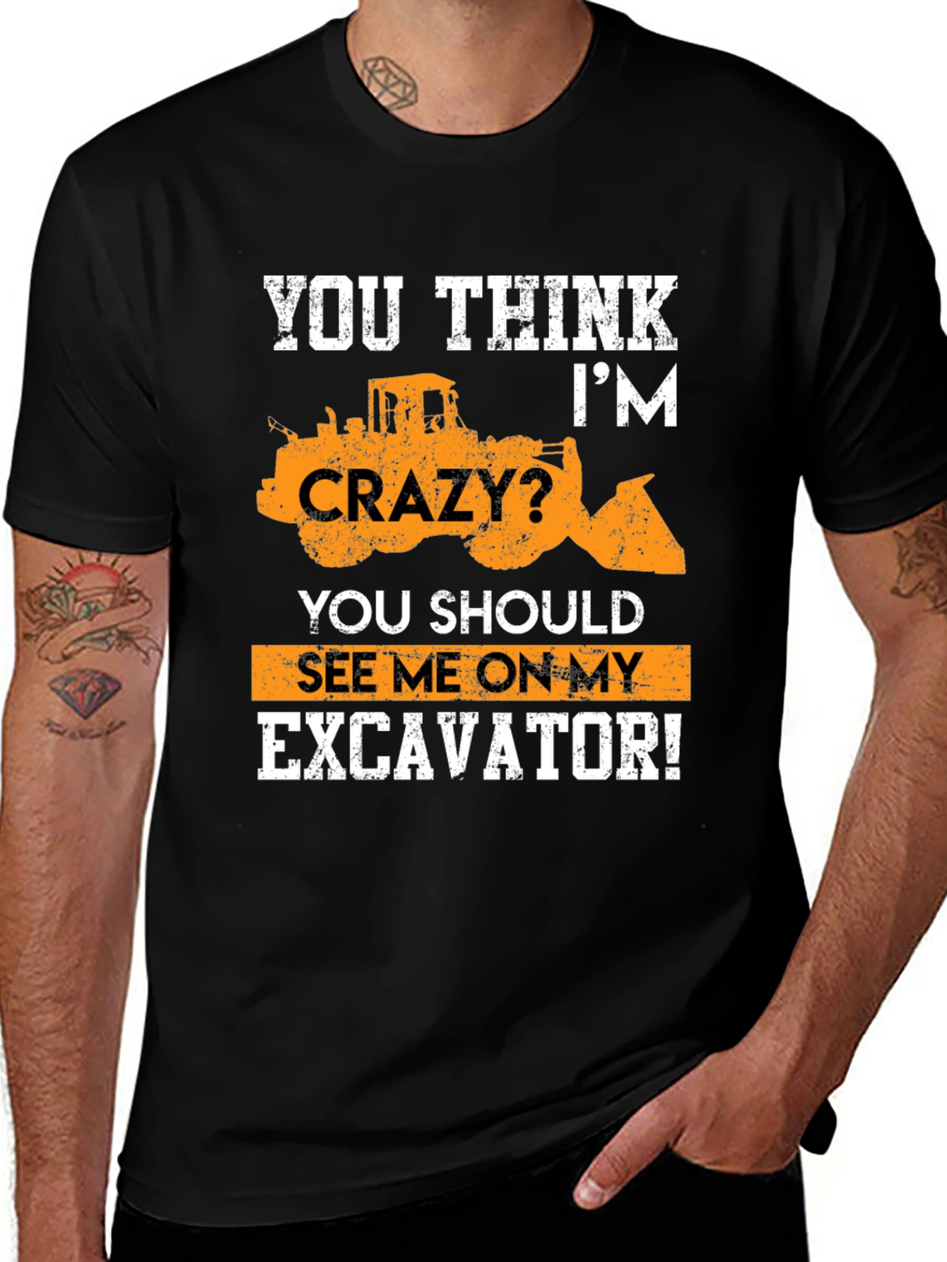 Variant 30 of Excavator Crazy Graphic T-Shirt - Heavy Equipment Tee