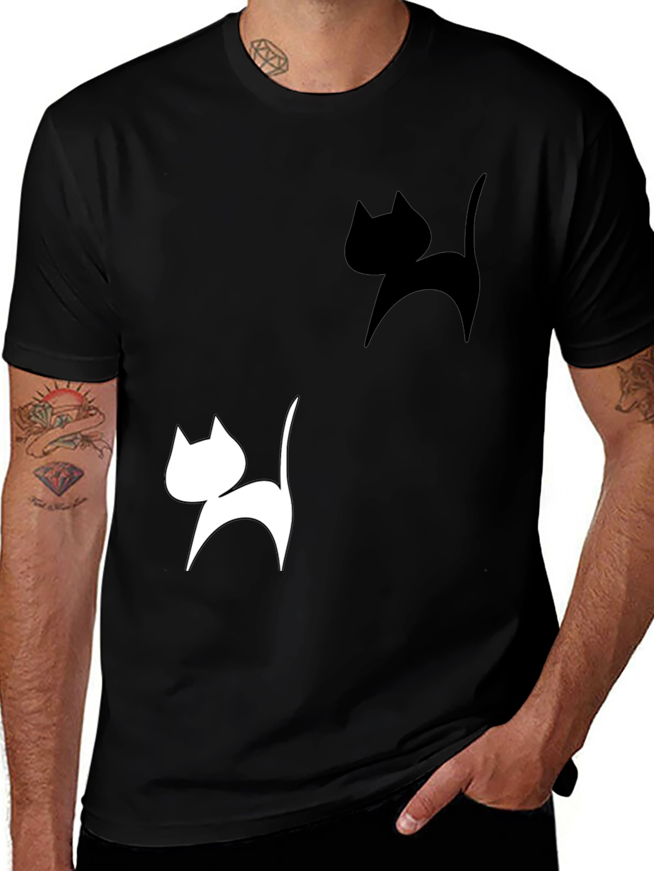 Variant 5 of Cat Silhouette Graphic Tee - Black T-Shirt