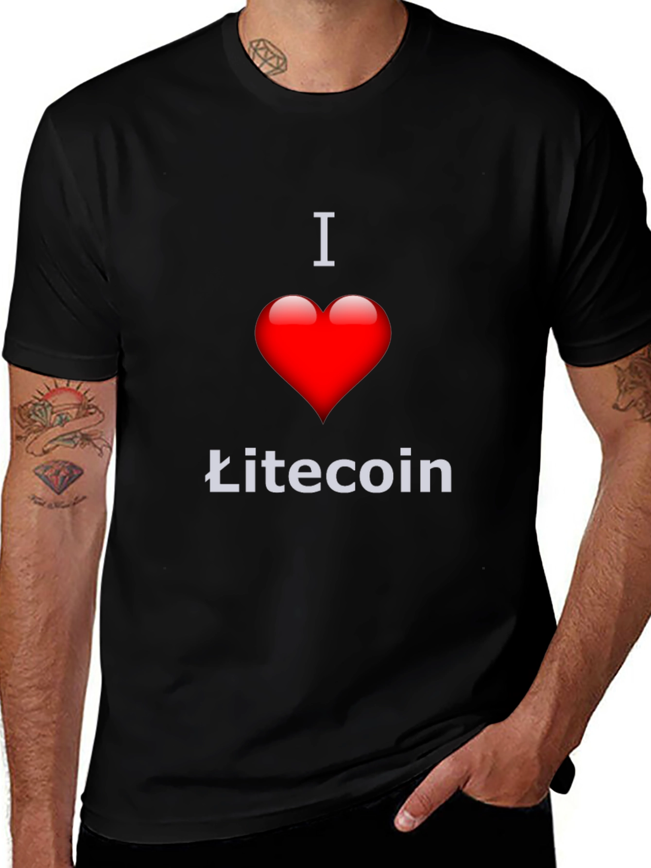 Variant 11 of I Love Litecoin Black T-Shirt Crypto Fan Apparel