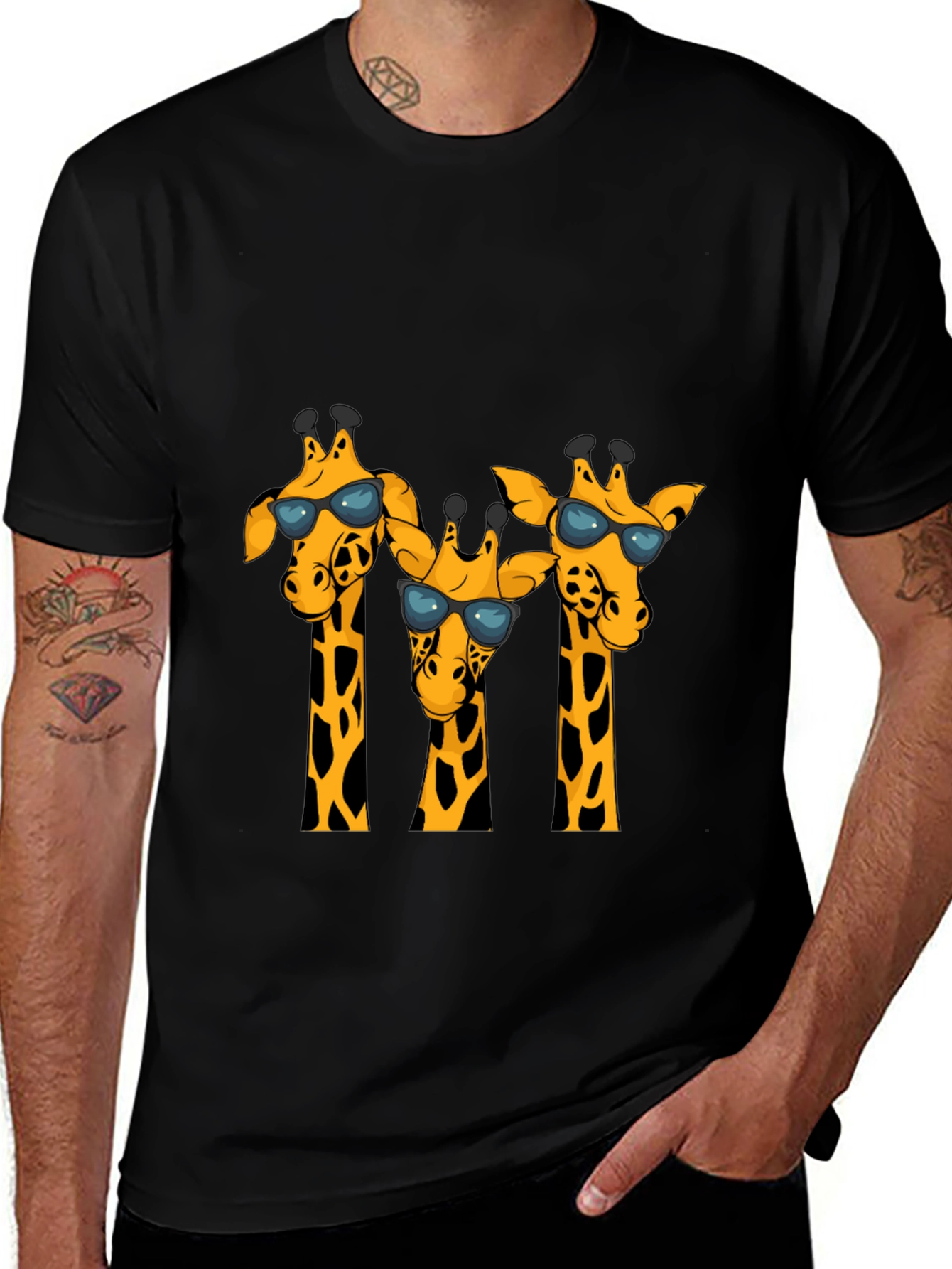 Variant 21 of Cool Giraffes Graphic Tee - Black T-Shirt
