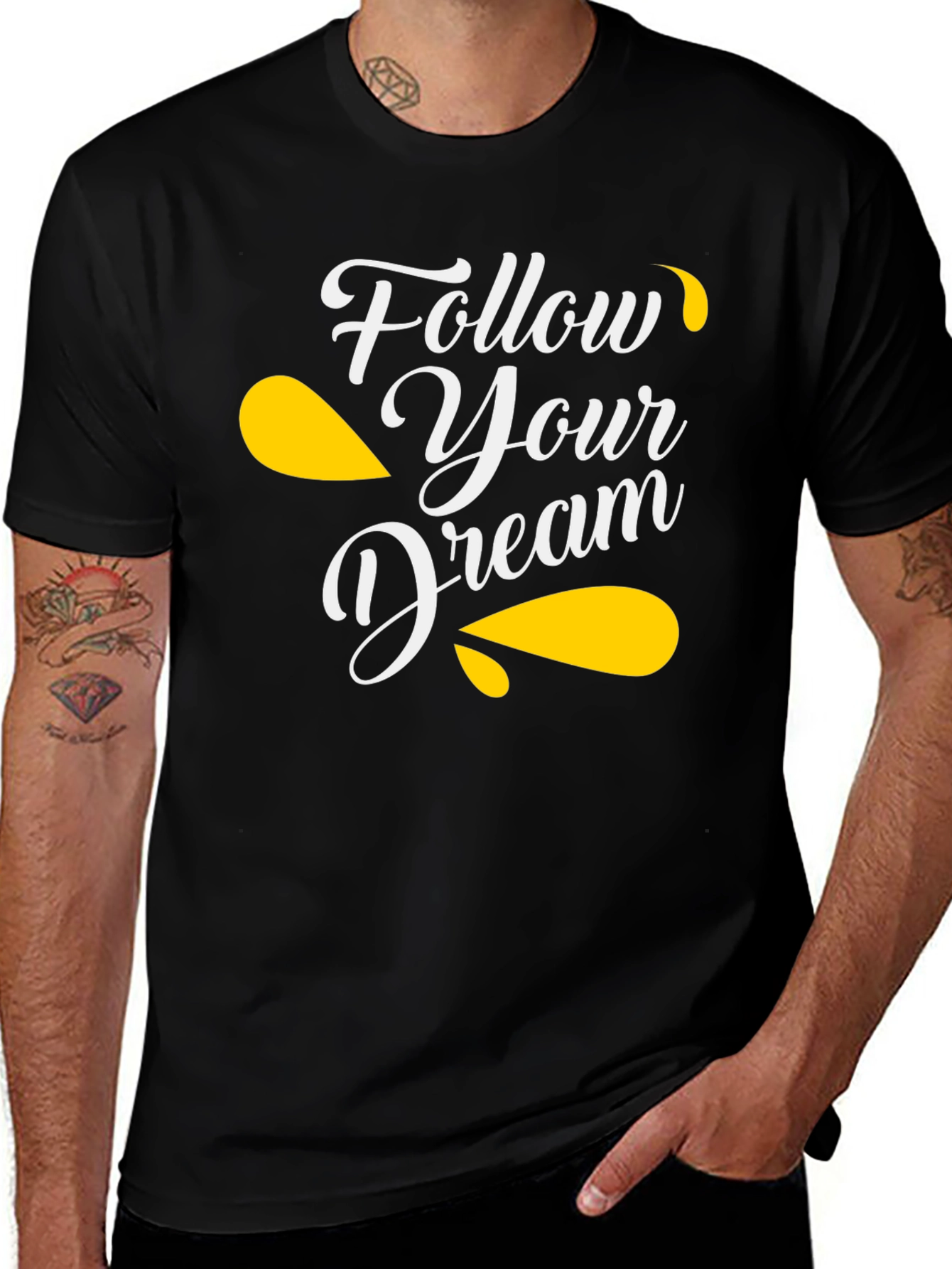 Variant 17 of Follow Your Dream Graphic Tee - Stylish Black T-Shirt