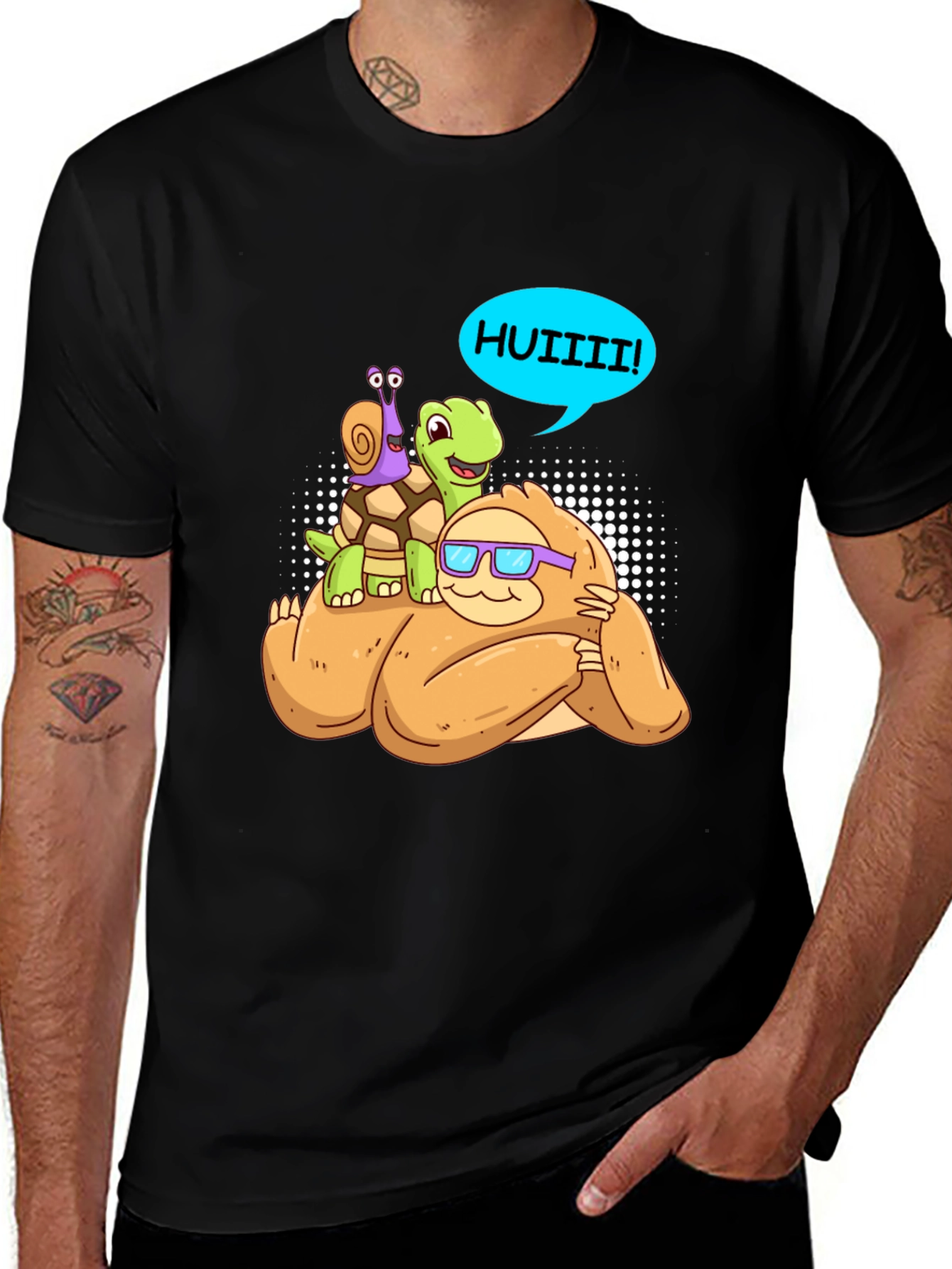 Variant 10 of Sloth, Turtle, and Snail Cartoon Graphic Tee