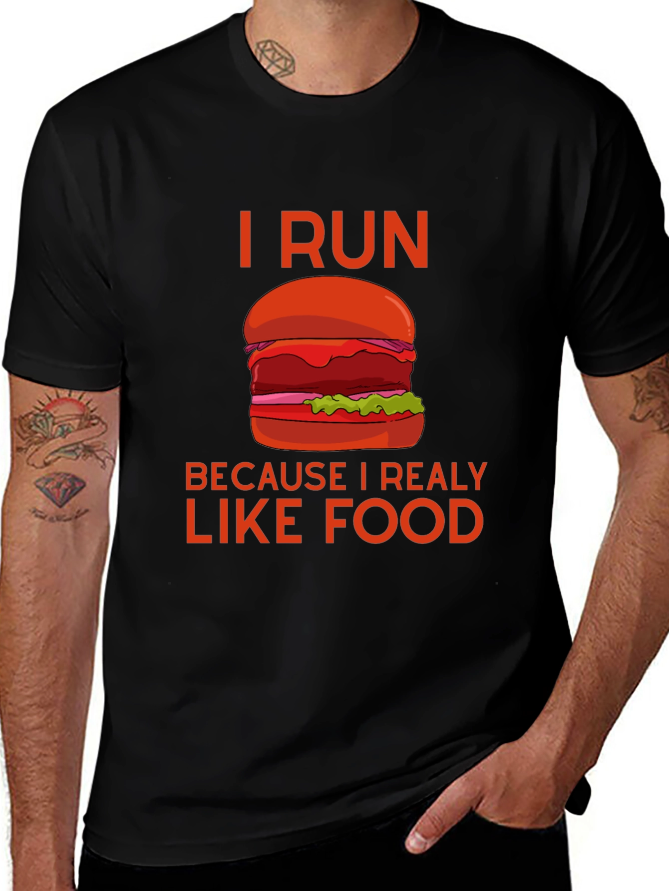 Variant 29 of I Run Because I Like Food Funny Burger T-Shirt