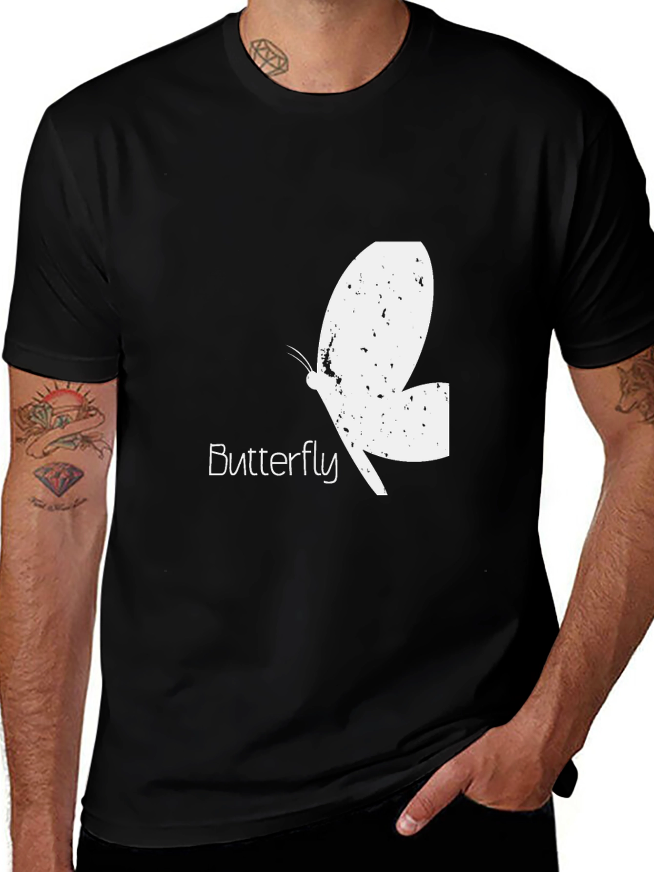 Variant 21 of Butterfly Graphic Print Black T-Shirt