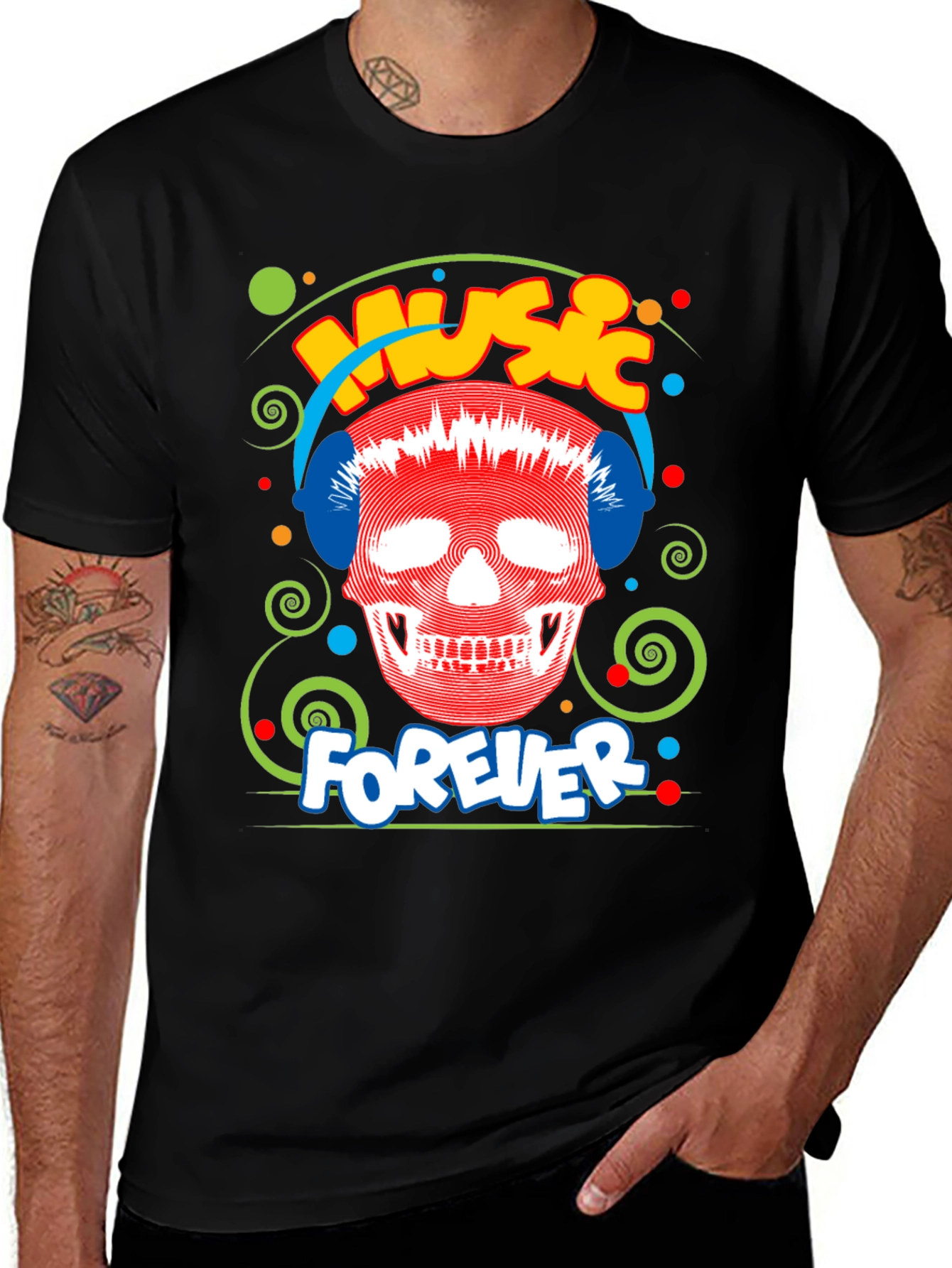 Variant 22 of Music Forever Skull Graphic T-Shirt