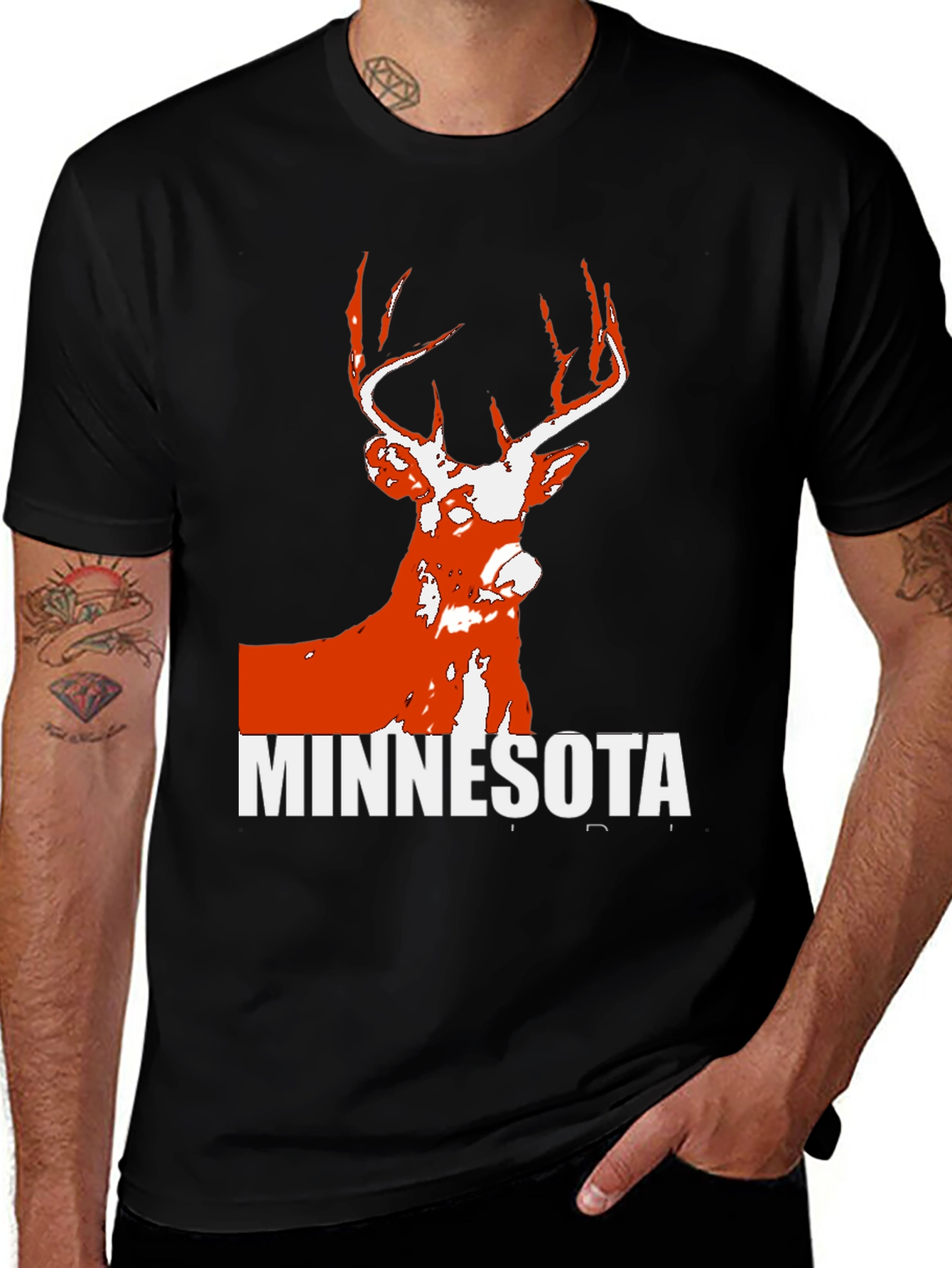 Variant 22 of Minnesota Deer Graphic Tee - Black Cotton Blend
