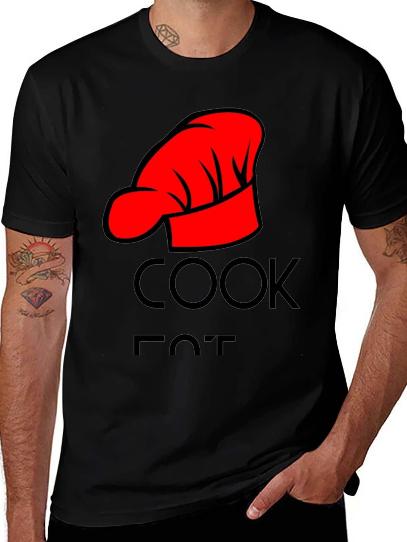 Variant 20 of Cook Hat Graphic Tee - Black Cotton Comfort