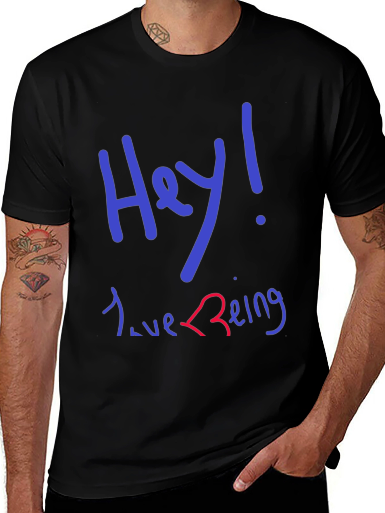 Variant 23 of Hey! Love Being T-Shirt - Black Graphic Tee