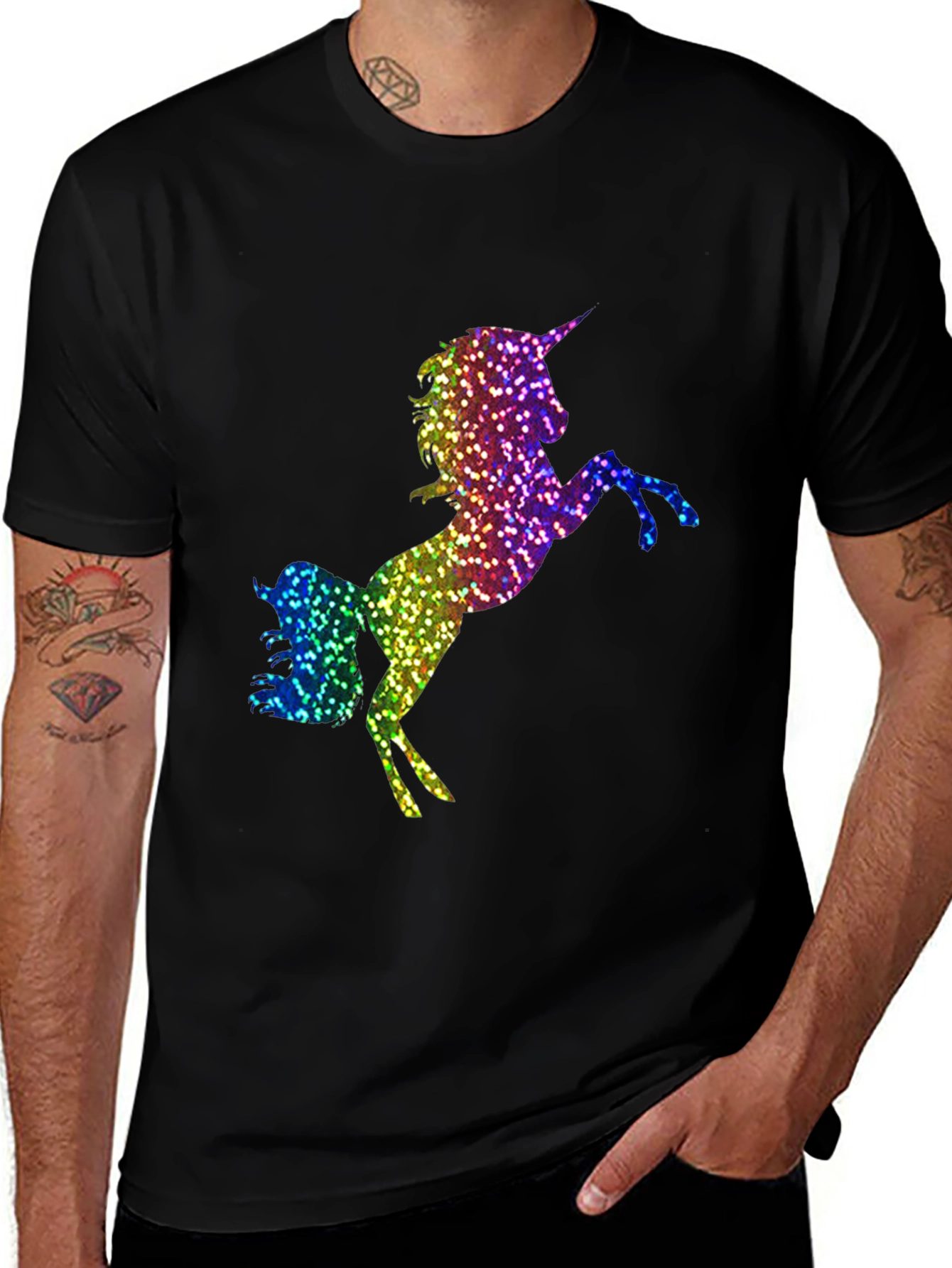 Variant 25 of Rainbow Glitter Unicorn Graphic T-Shirt