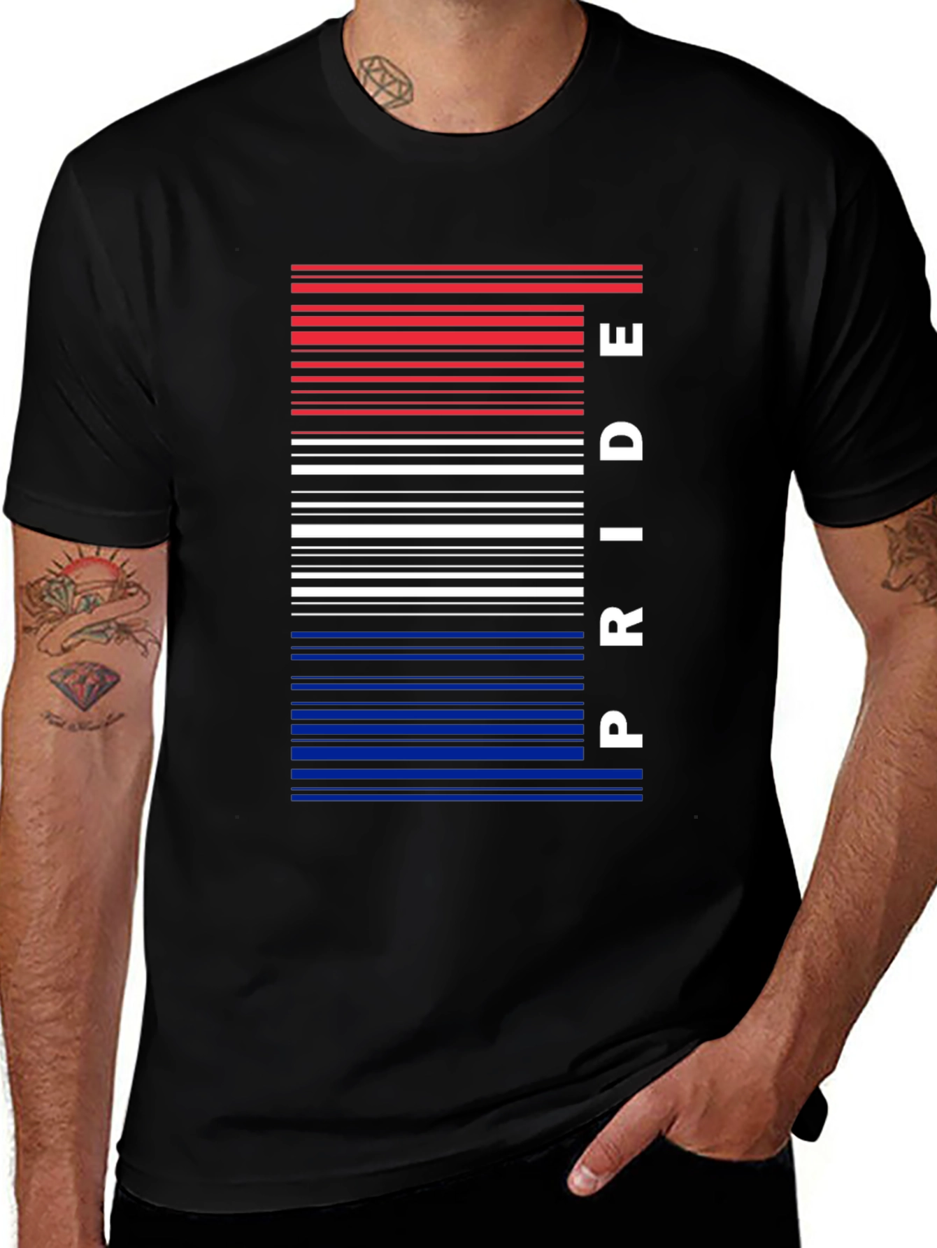 Variant 19 of Pride Barcode T-Shirt - Patriotic Stripes