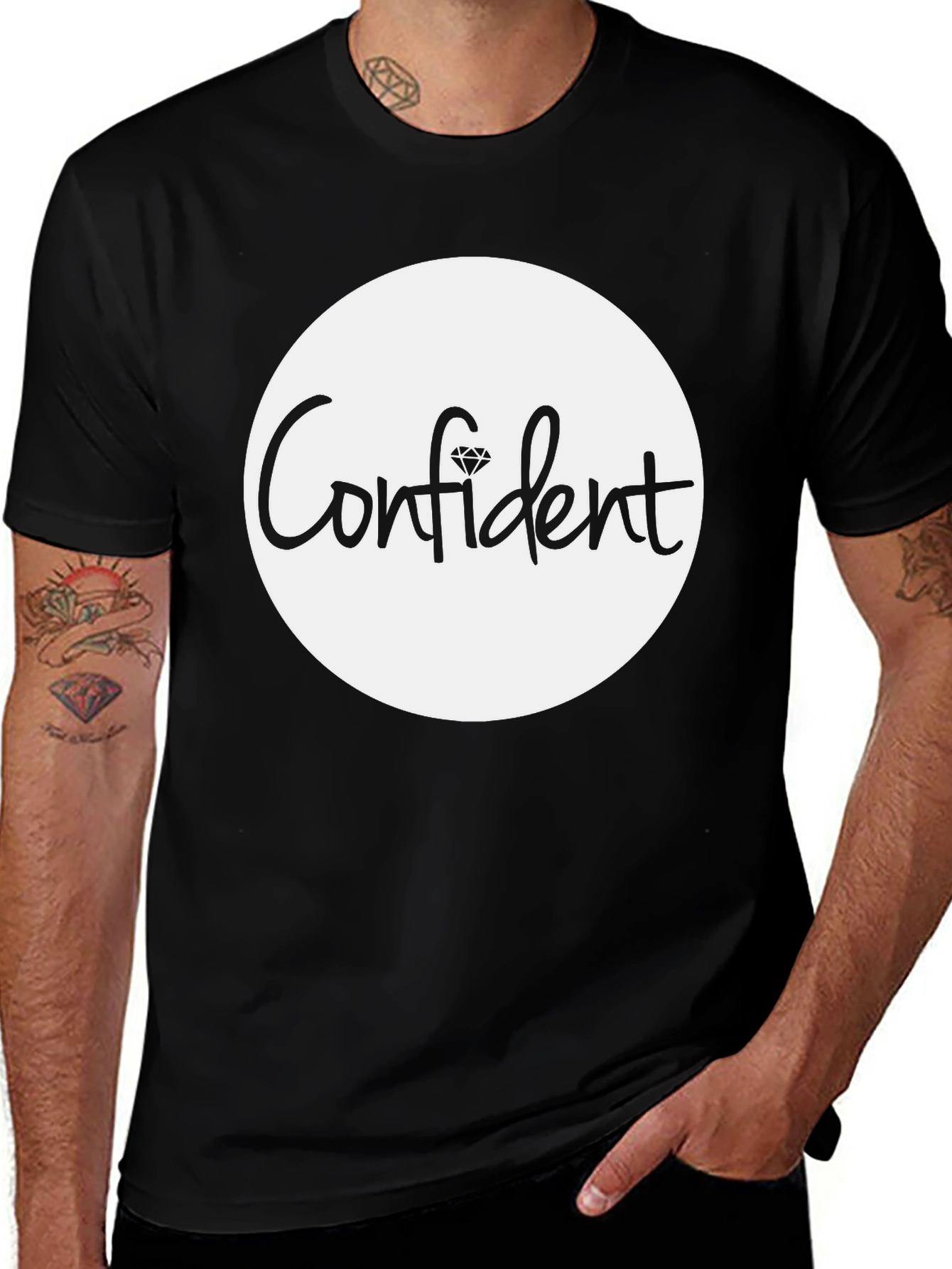 Confident Diamond Graphic Tee - Stylish Black T-Shirt