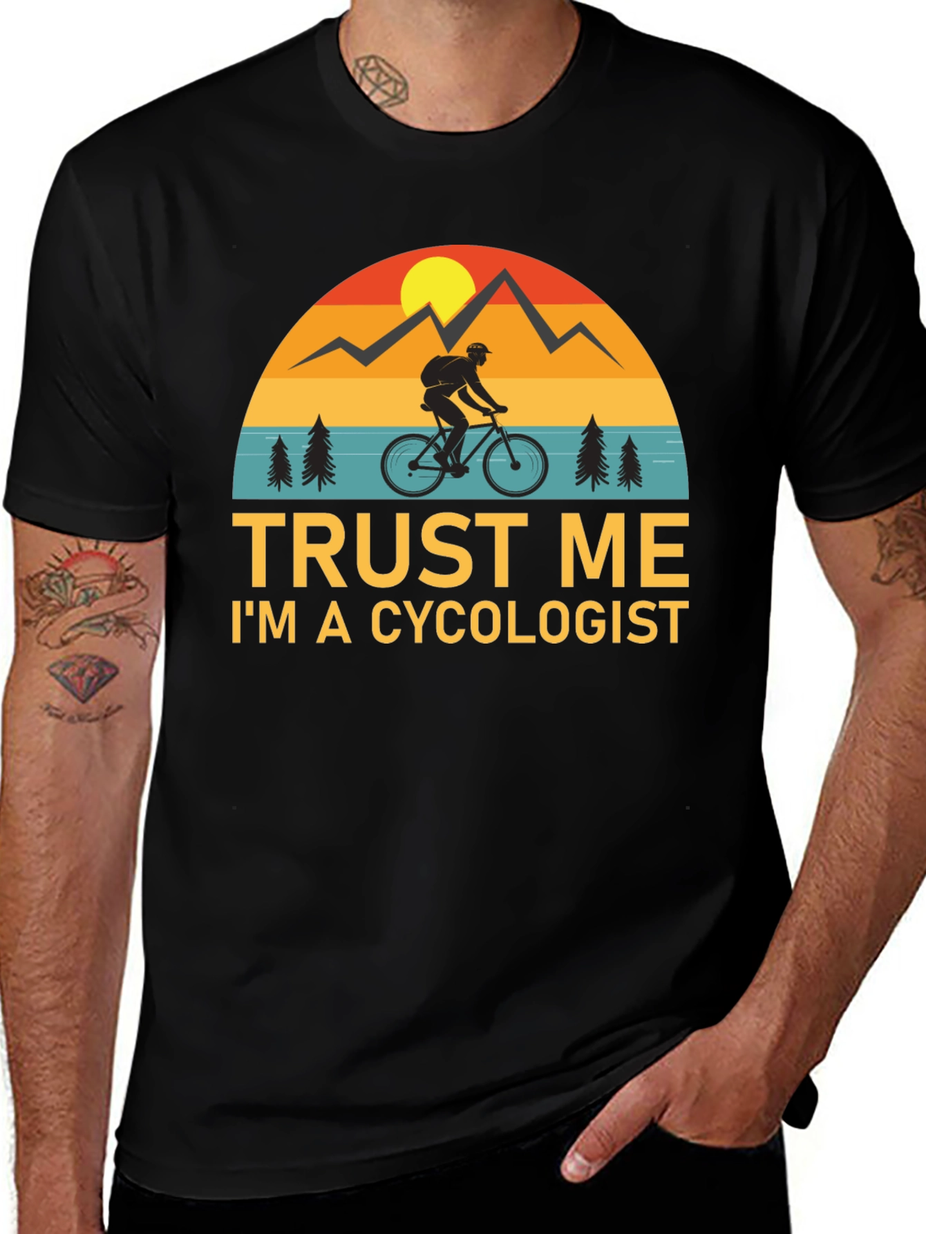 Black Trust Me I'm a Cycologist Funny Biker T-Shirt main image