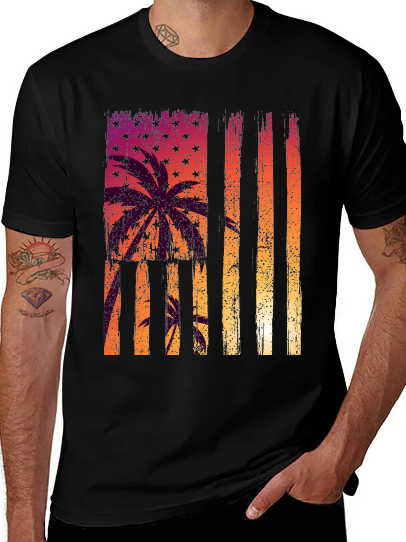 Variant 9 of Tropical USA Flag Graphic T-Shirt