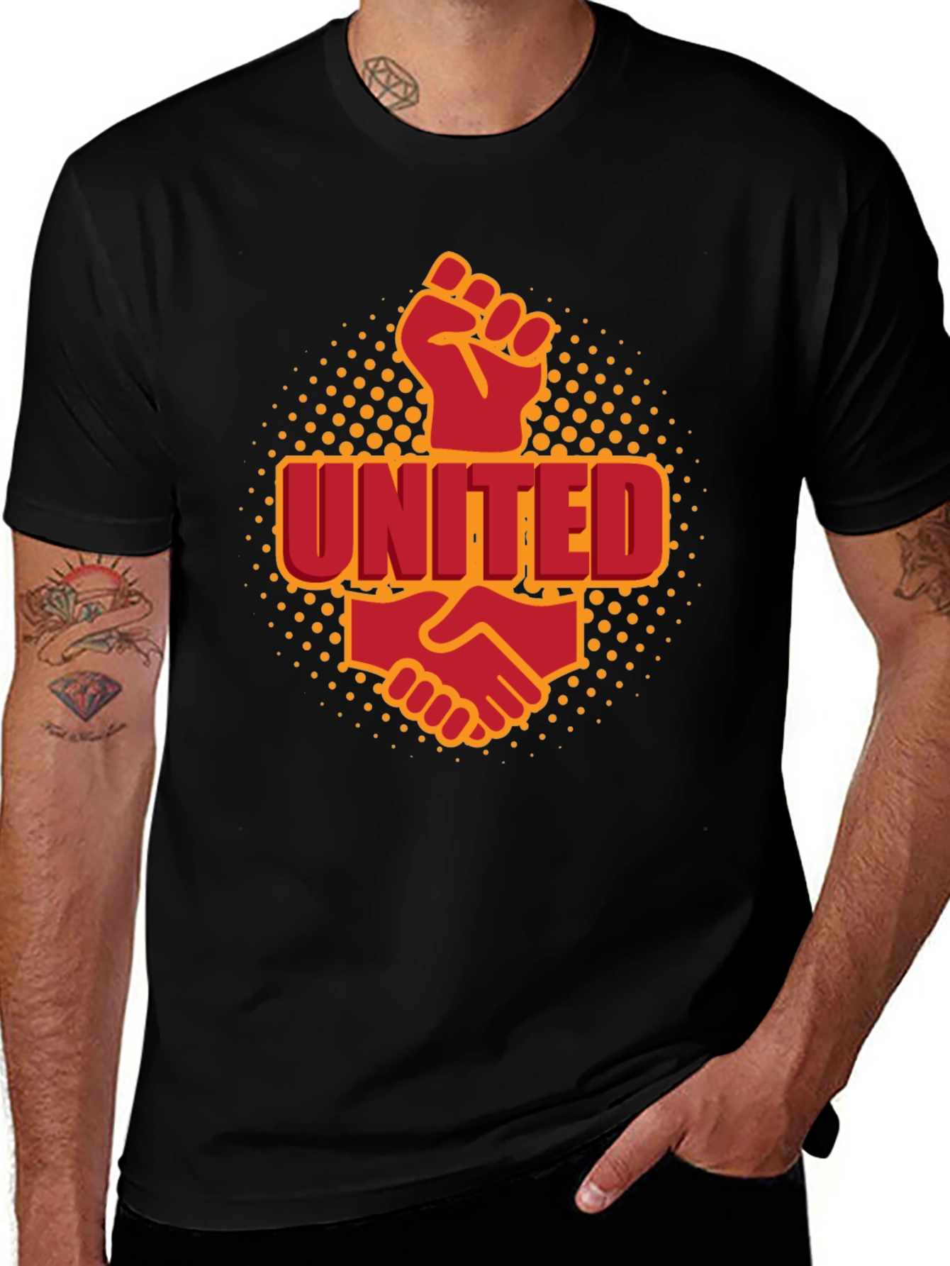 Variant 9 of United Fist & Handshake Graphic Tee - Black