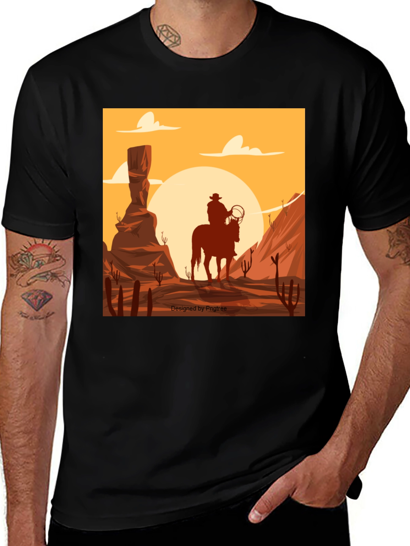 Variant 6 of Western Cowboy Desert Scene Graphic Tee