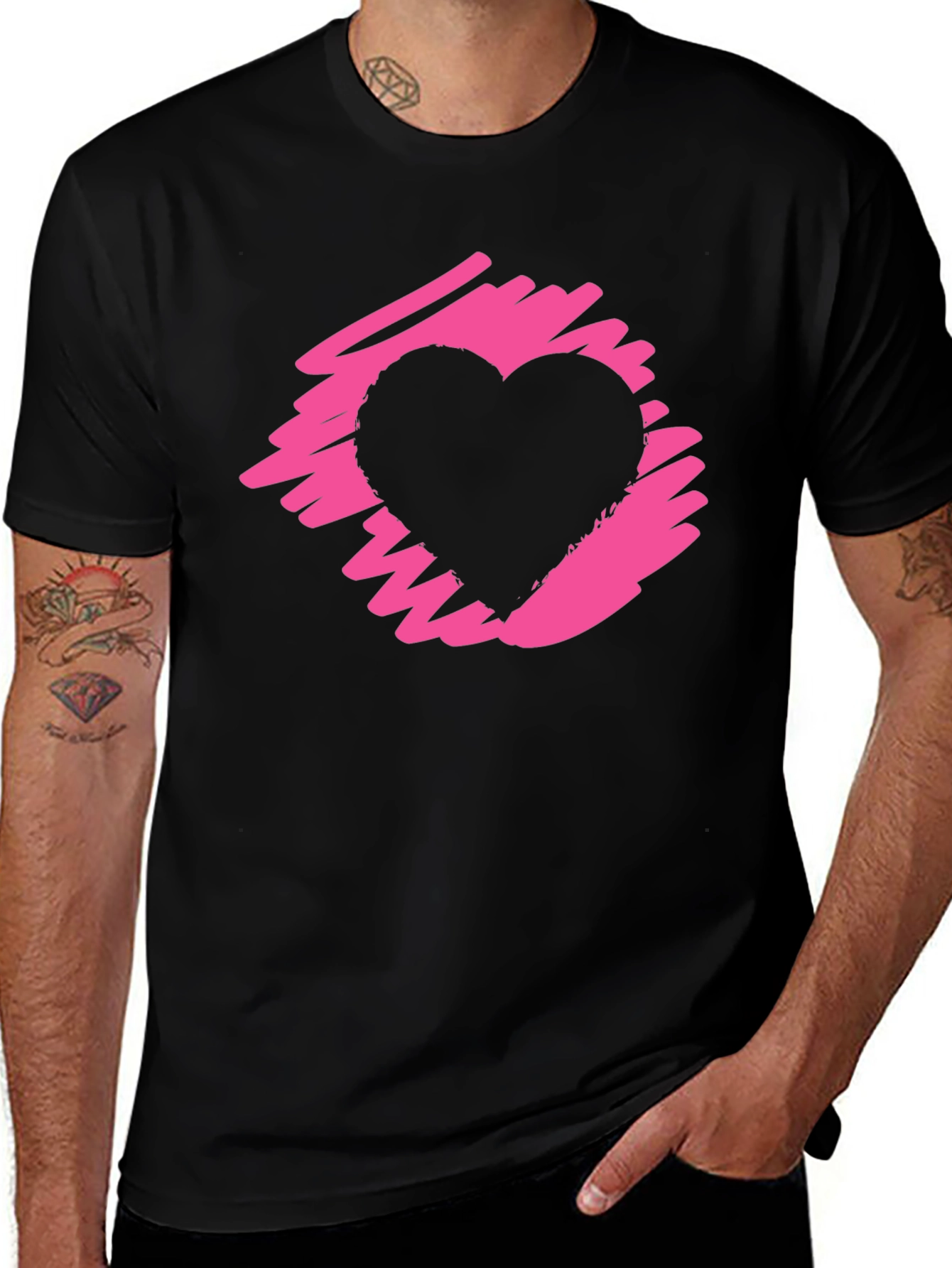 Variant 29 of Heart Graphic Black T-Shirt