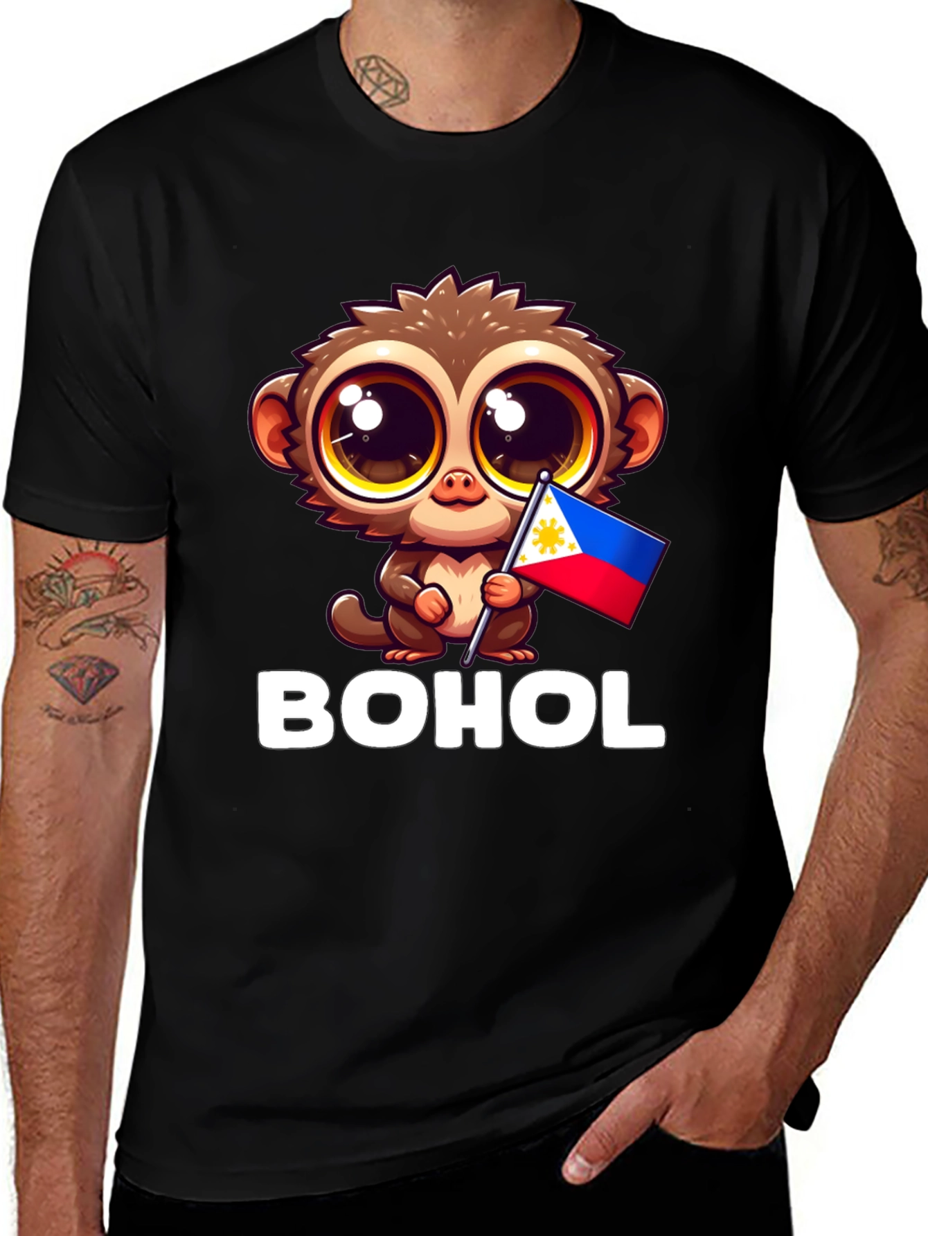 Bohol Tarsier Philippines Flag Graphic Tee