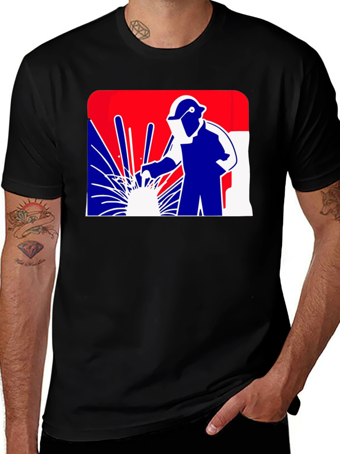 Variant 21 of Welder Graphic T-Shirt - Patriotic Design