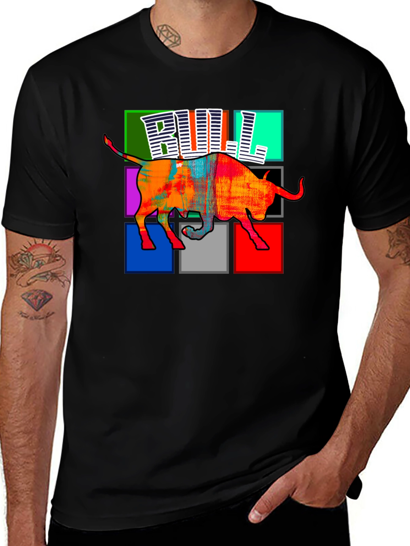 Variant 21 of Colorful Bull Graphic Print T-Shirt