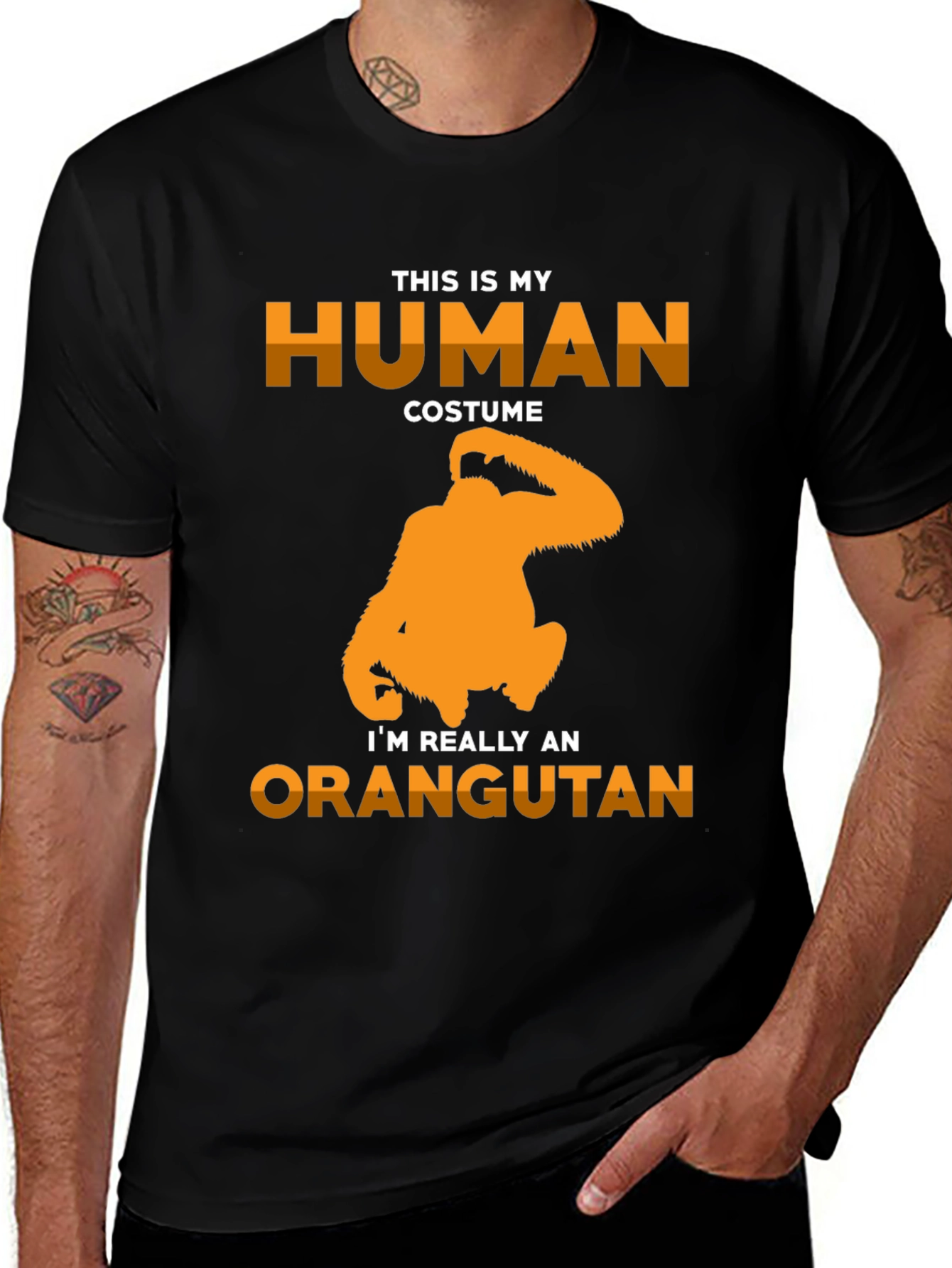 Black Human Costume Orangutan Graphic T-Shirt main image