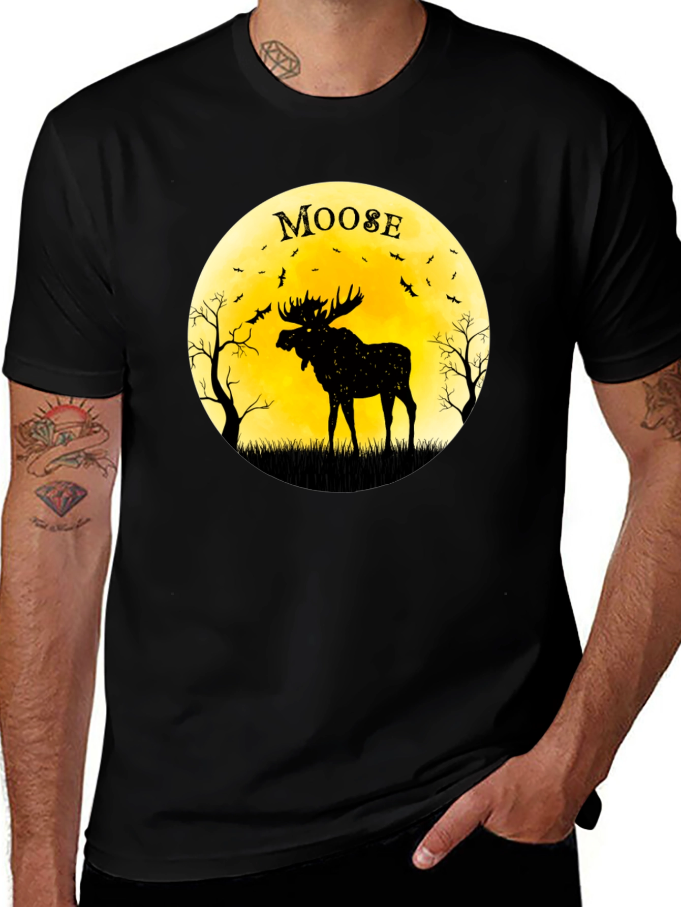 Variant 5 of Moose Silhouette Black T-Shirt