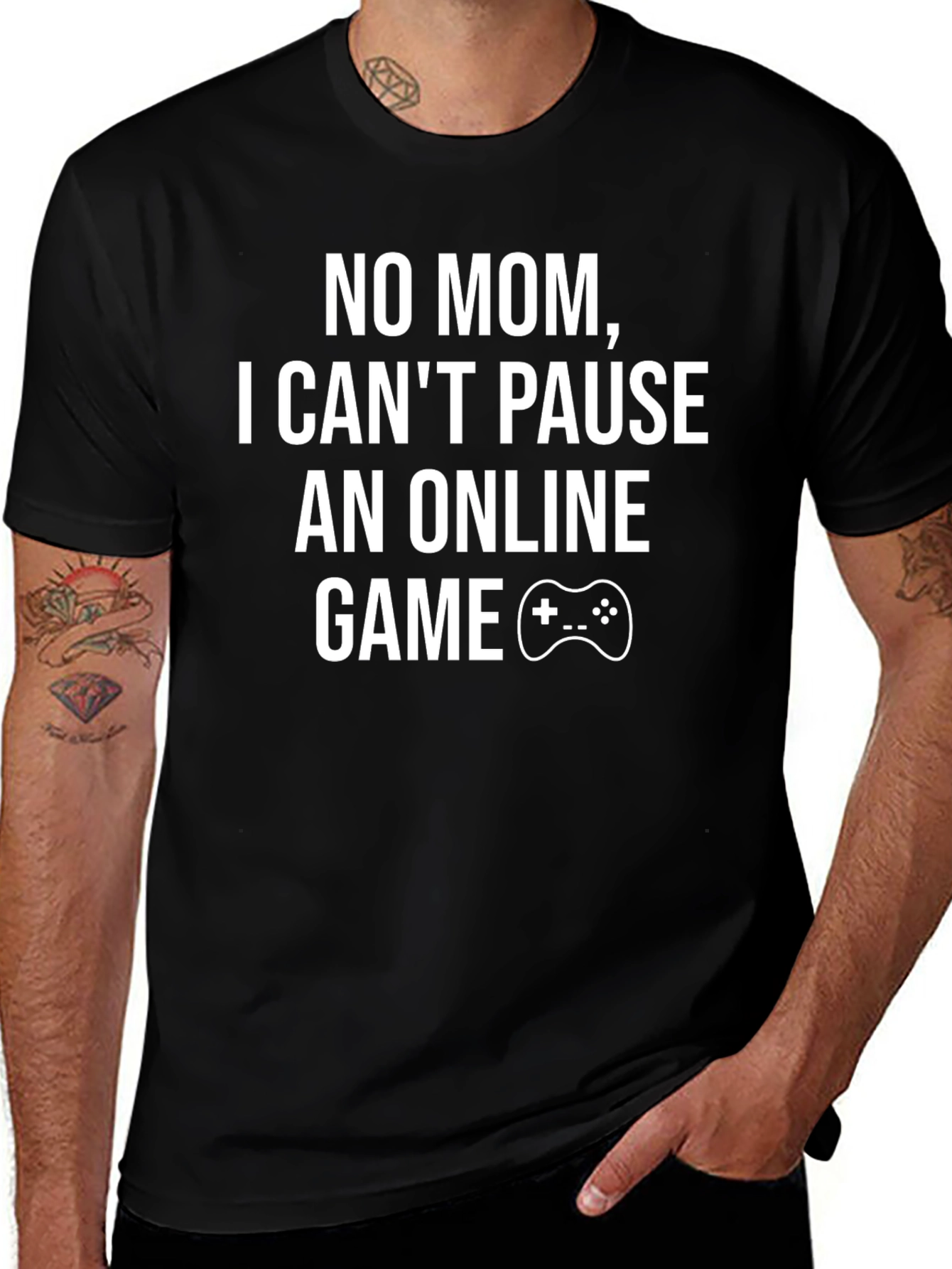 Variant 28 of Funny Gamer T-Shirt: No Mom, Can't Pause Online Game