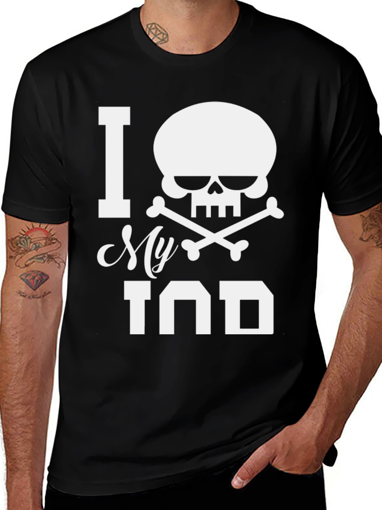 Variant 23 of I Heart My Tind Skull & Crossbones Black T-Shirt