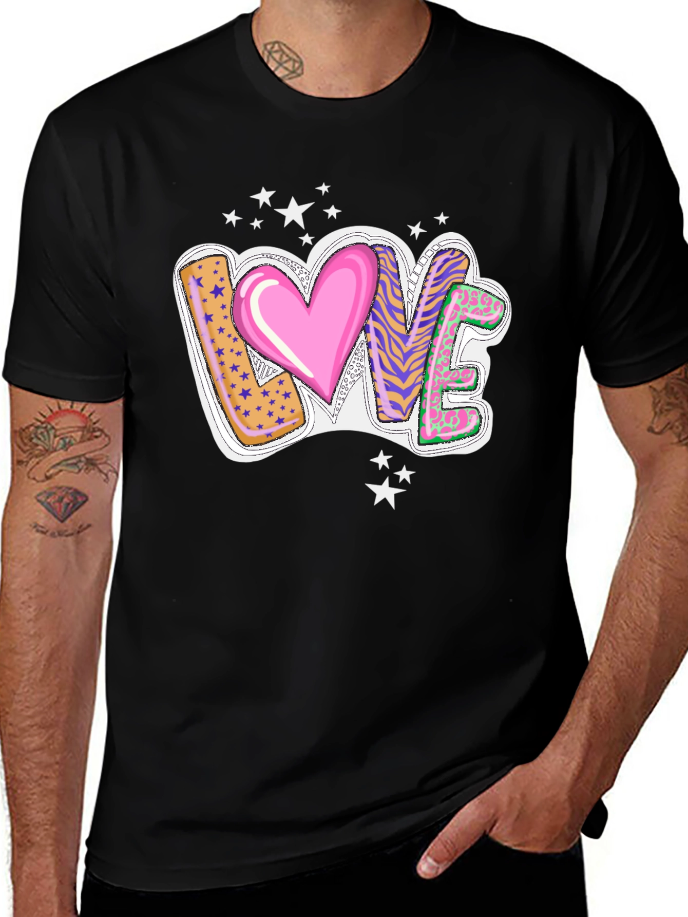 Love Graphic Print Black T-Shirt