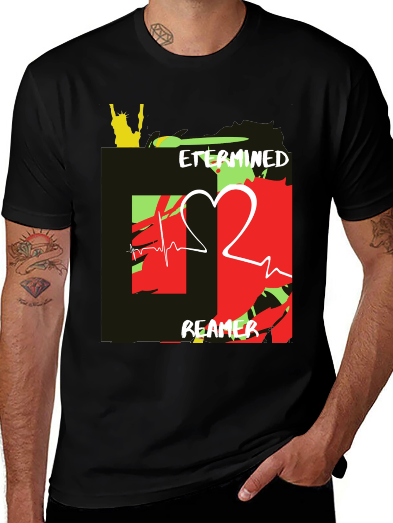 Variant 22 of Determined Dreamer Graphic Tee - Men's Black T-Shirt