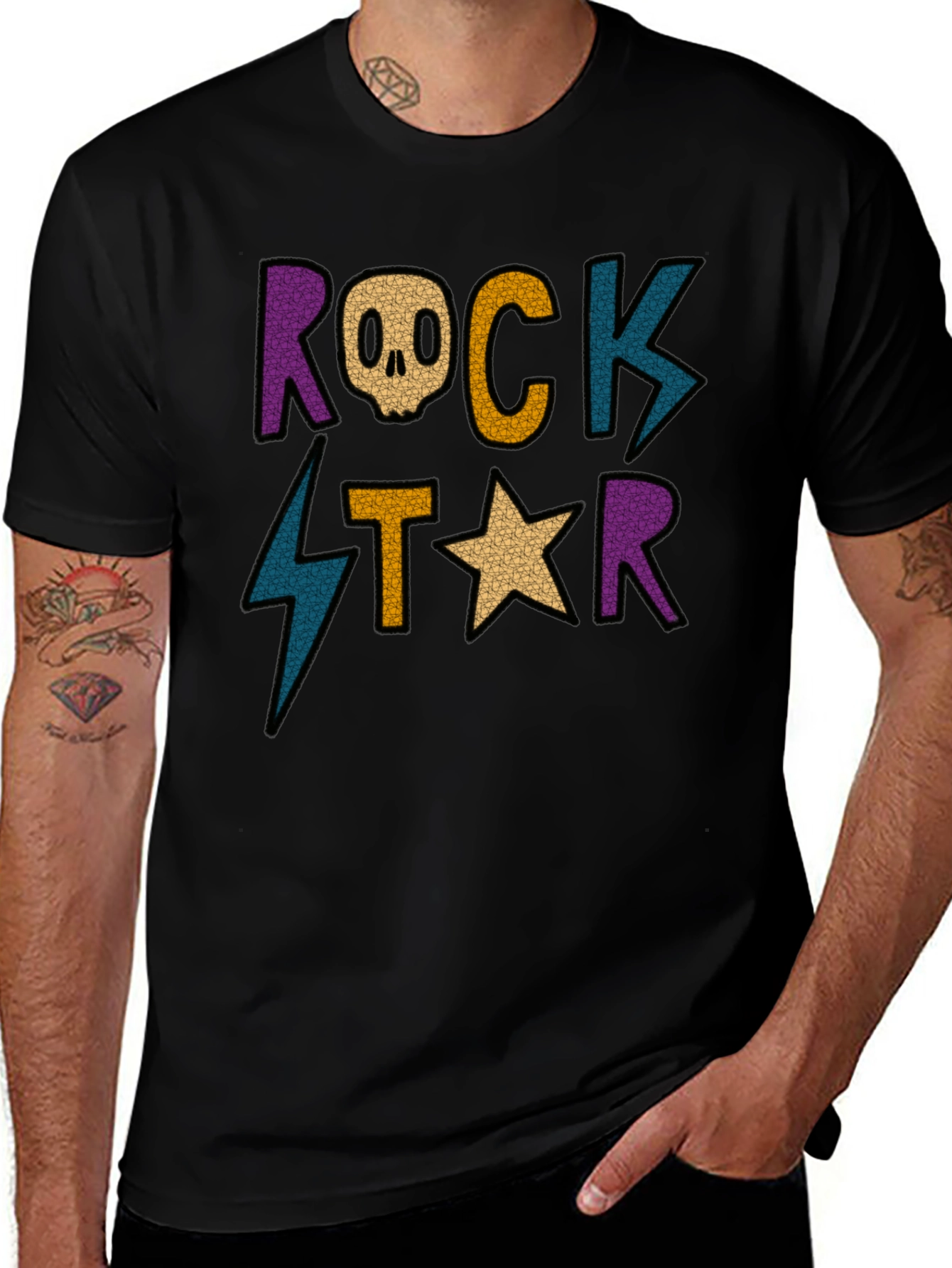 Variant 30 of Rock Star Graphic Tee - Stylish Men's Black T-Shirt