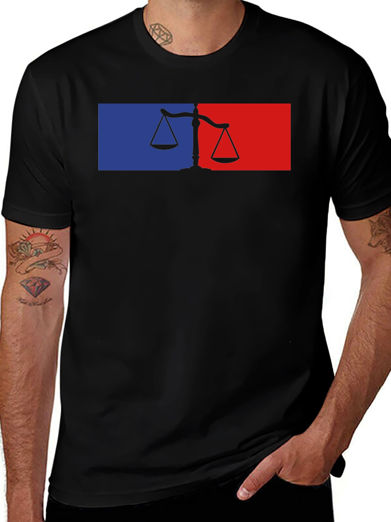 Variant 9 of Justice Scales Tee - Law & Order Black T-Shirt