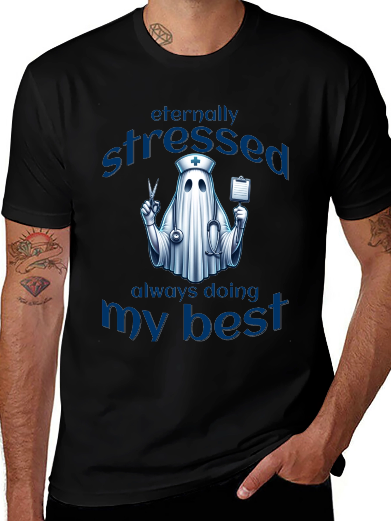 Variant 8 of Eternally Stressed Nurse Ghost T-Shirt