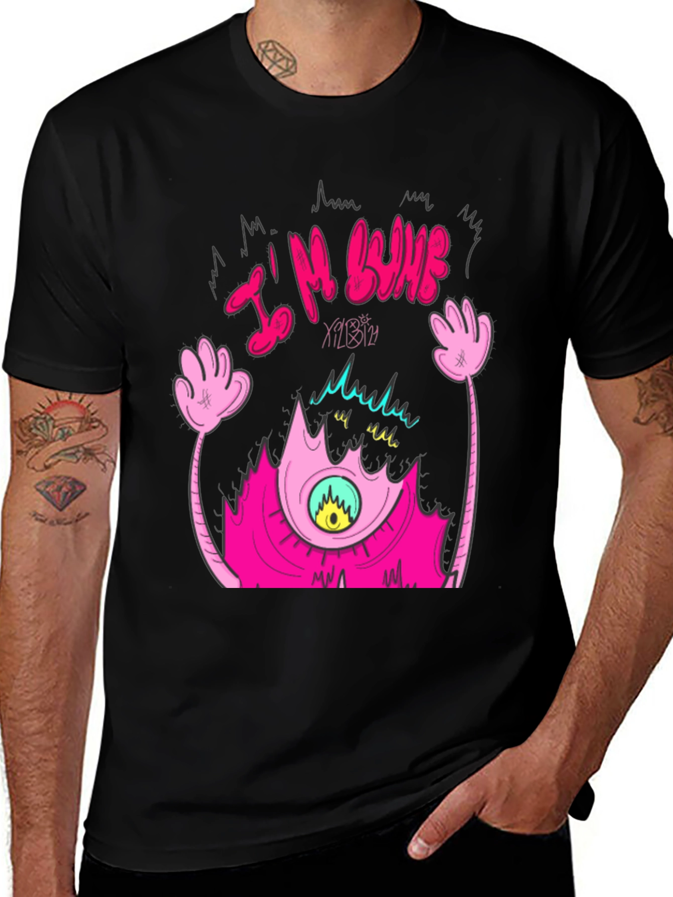 Variant 18 of I'm Bumb Monster Graphic Black Tee