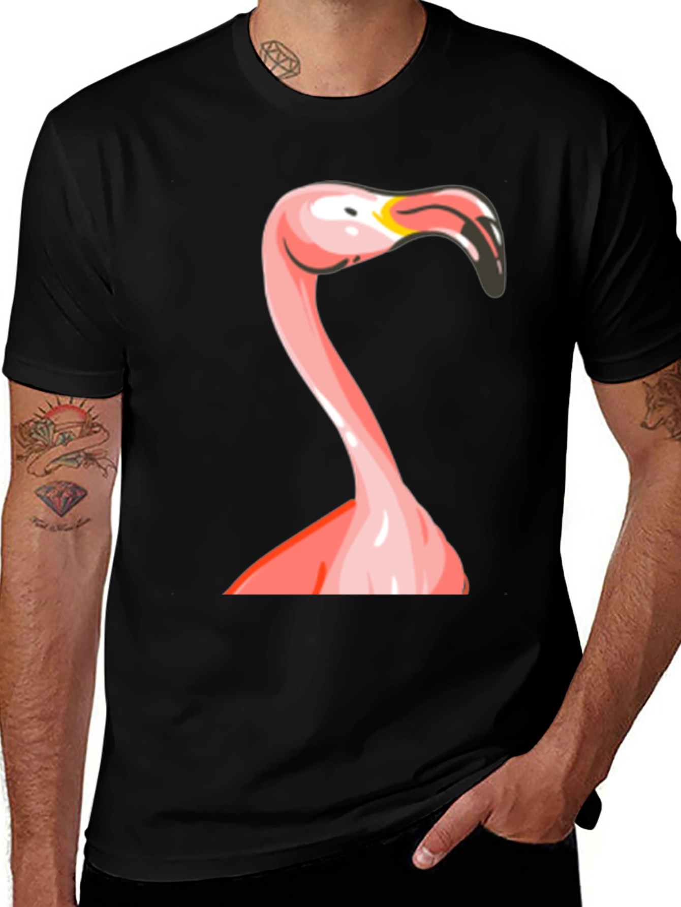 Variant 15 of Flamingo Graphic Print Black T-Shirt