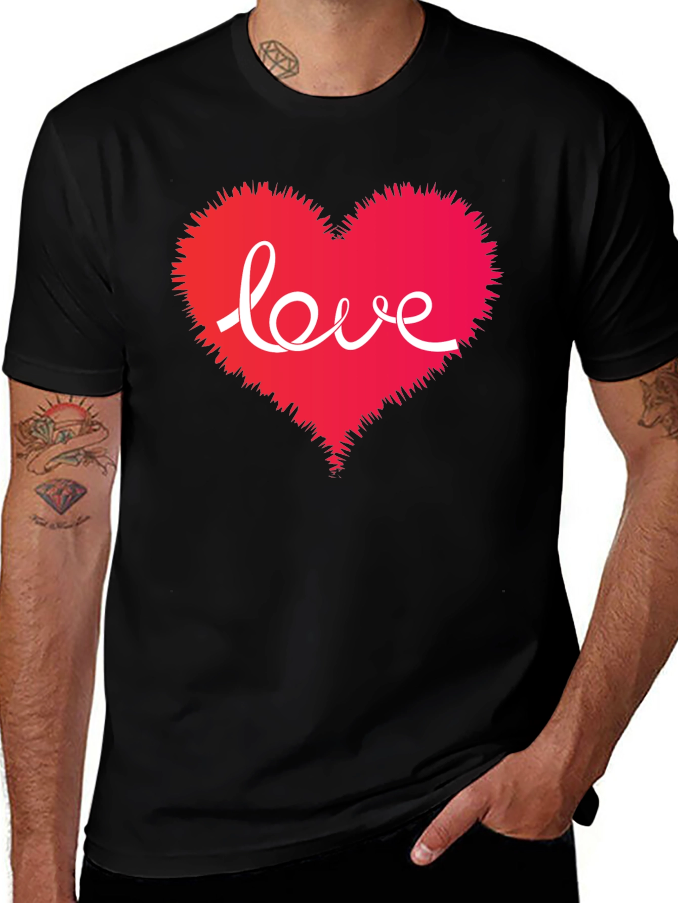 Variant 19 of Love Heart Graphic Black T-Shirt